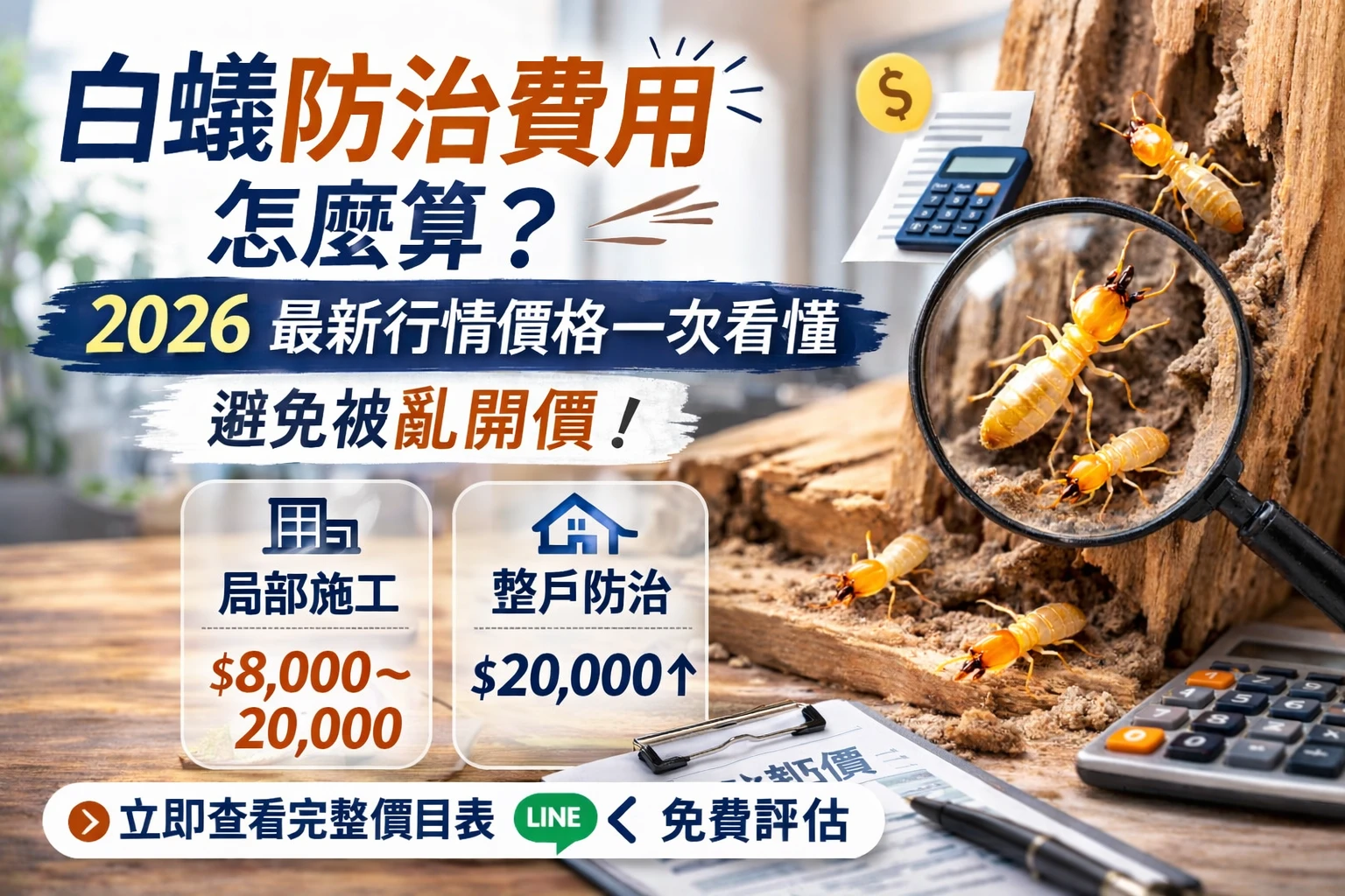 白蟻防治費用怎麼算？2026 最新行情價格一次看懂（避免被亂開價）