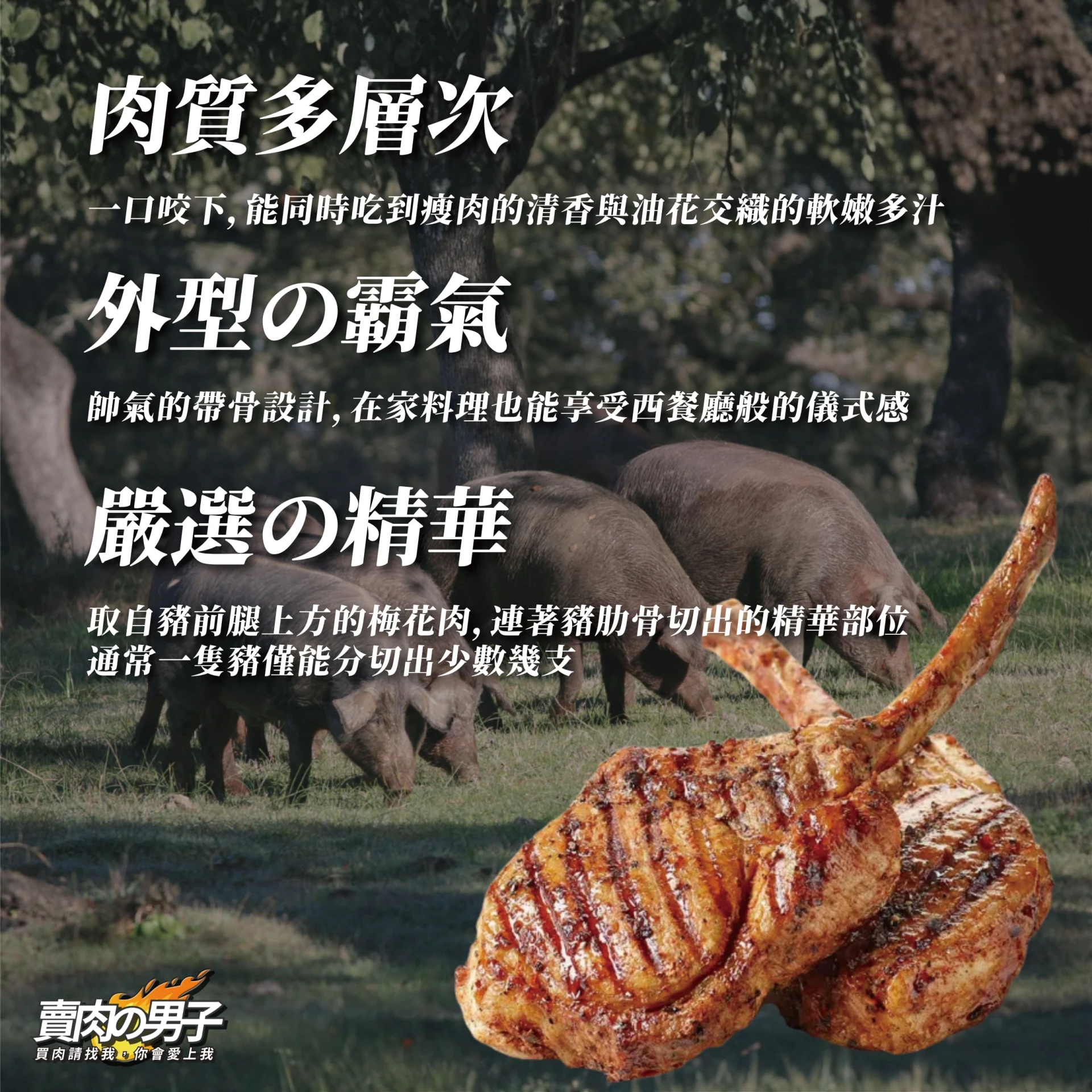 【賣肉男子】國產豬梅花戰斧／600g／ 豬梅花／戰斧豬／帶骨／燒烤／冷凍生鮮／台南賣肉男子
