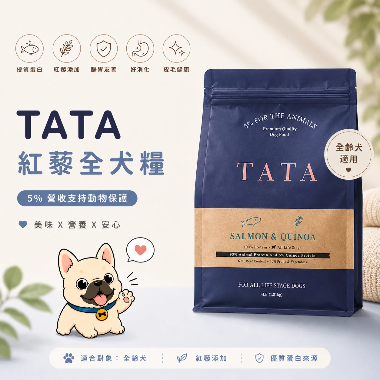 TATA 無穀紅藜全犬糧 鮮肉無穀犬糧 鮮肉糧 無穀糧 天然糧 無穀飼料 4lb/16lb