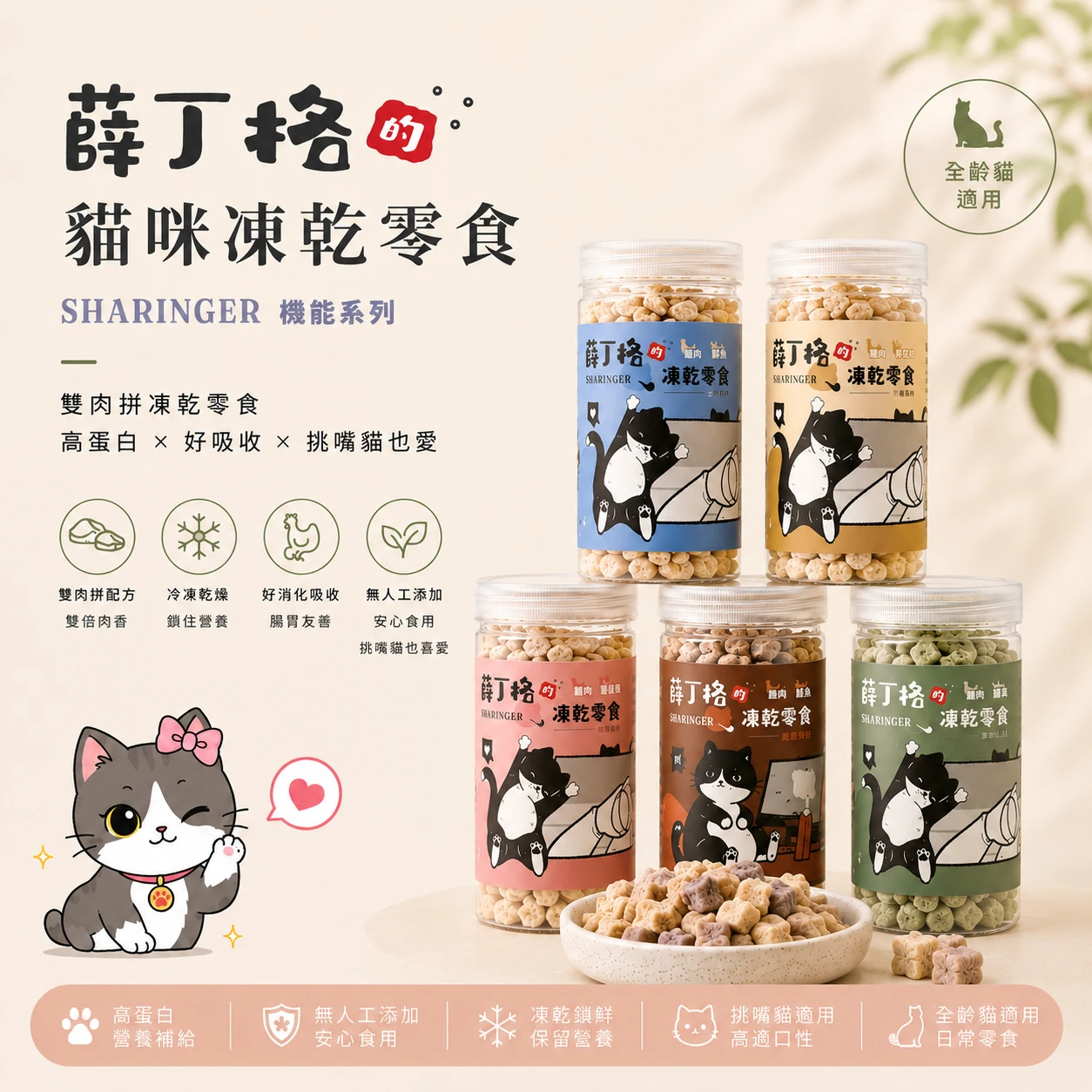 Sharinger 薛丁格的貓咪凍乾雙肉拼｜全齡貓適用｜機能凍乾
