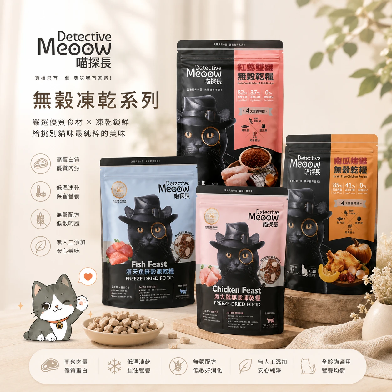 Detective Meoow 喵探長｜無穀凍乾系列 貓糧 1.5kg