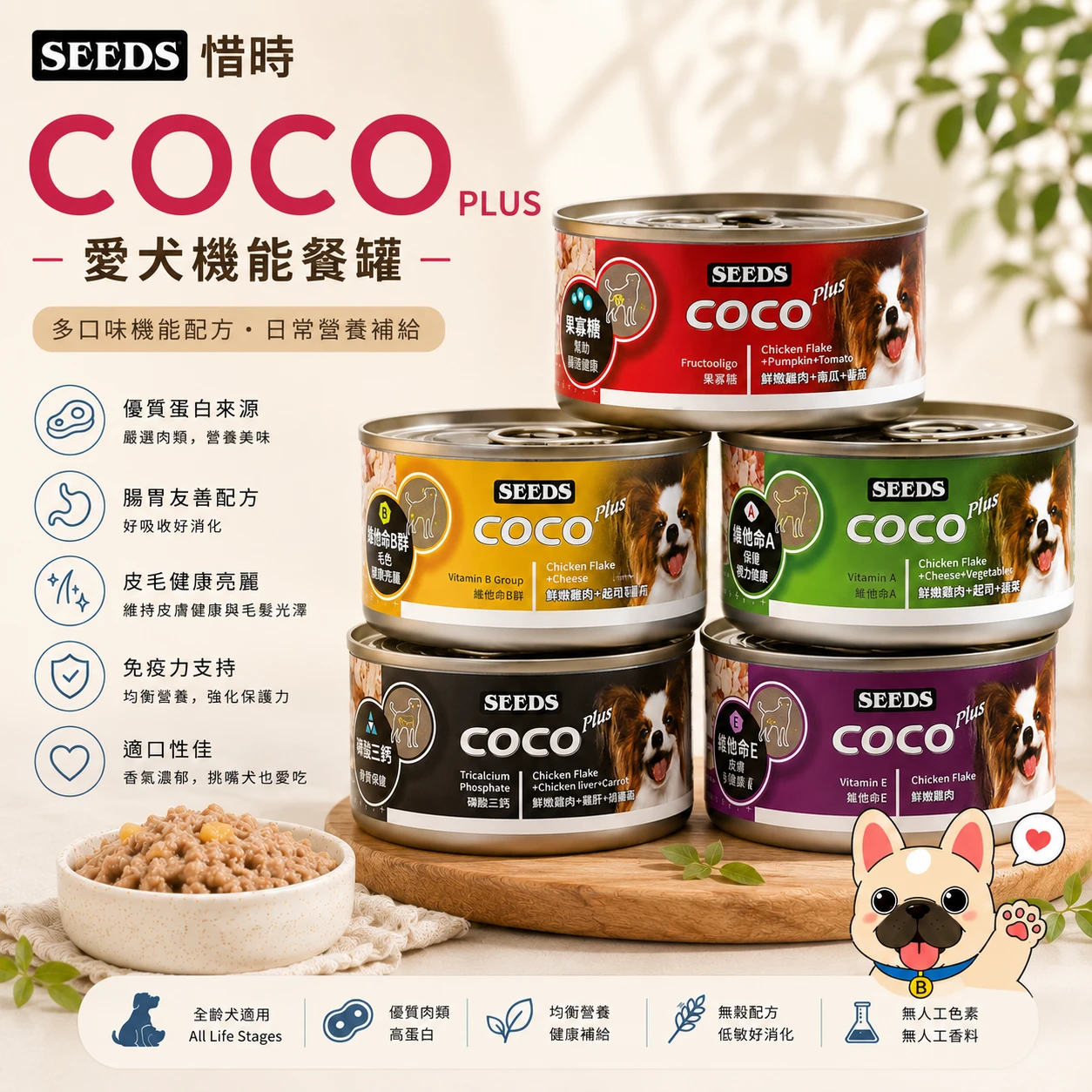 SEEDS 惜時 COCO PLUS 愛犬機能餐罐 170g 犬罐頭系列