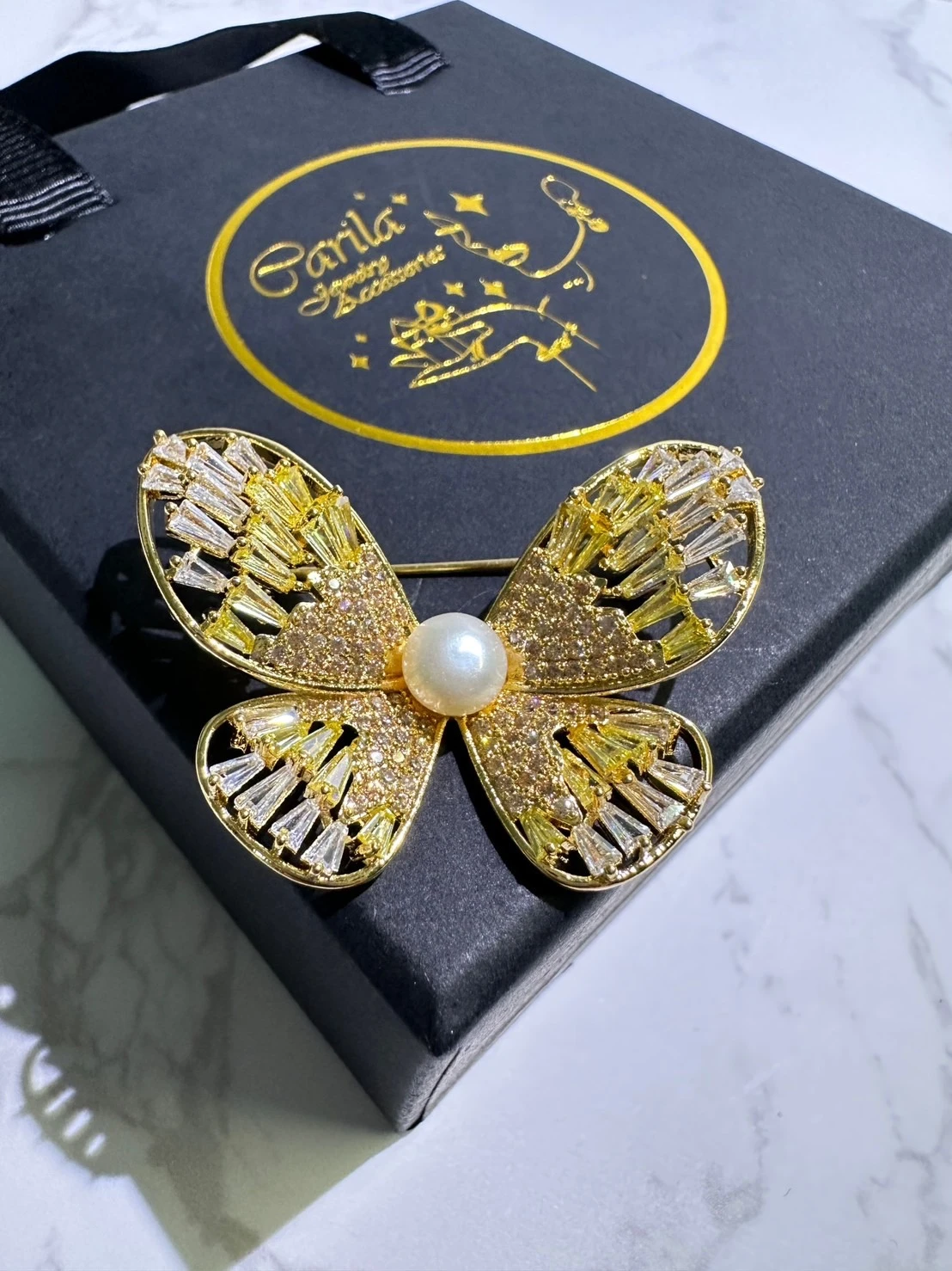 高質感三色小蝴蝶銅微鑲鋯石天然淡水珍珠