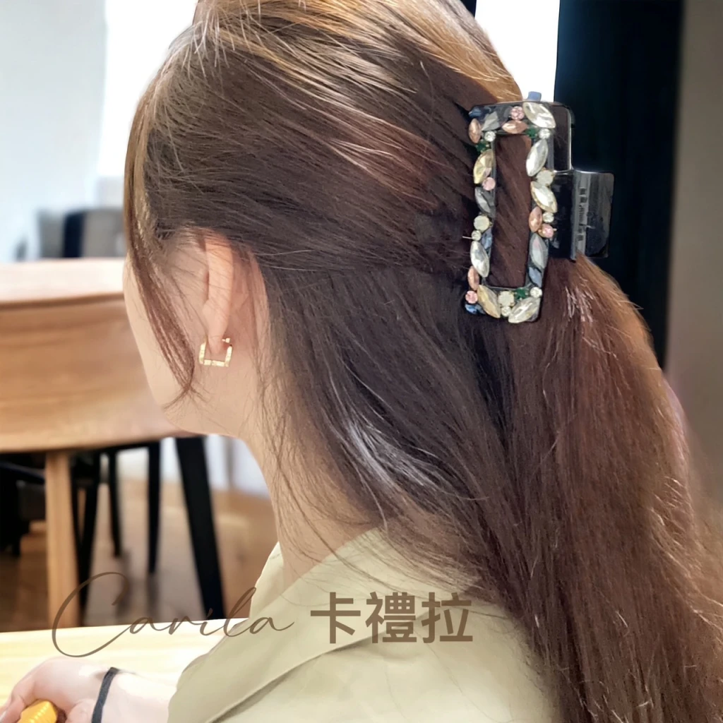 方形高級感滿鑽大號鯊魚夾