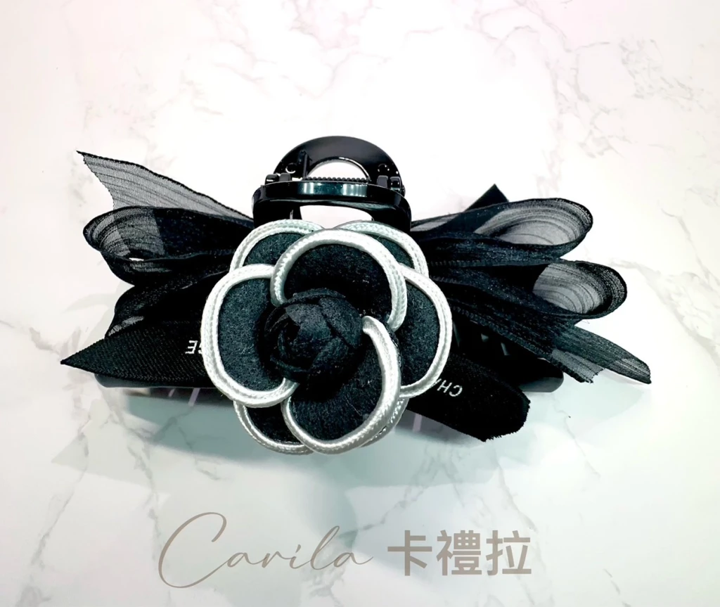 小香風山茶花蝴蝶結大號鯊魚夾