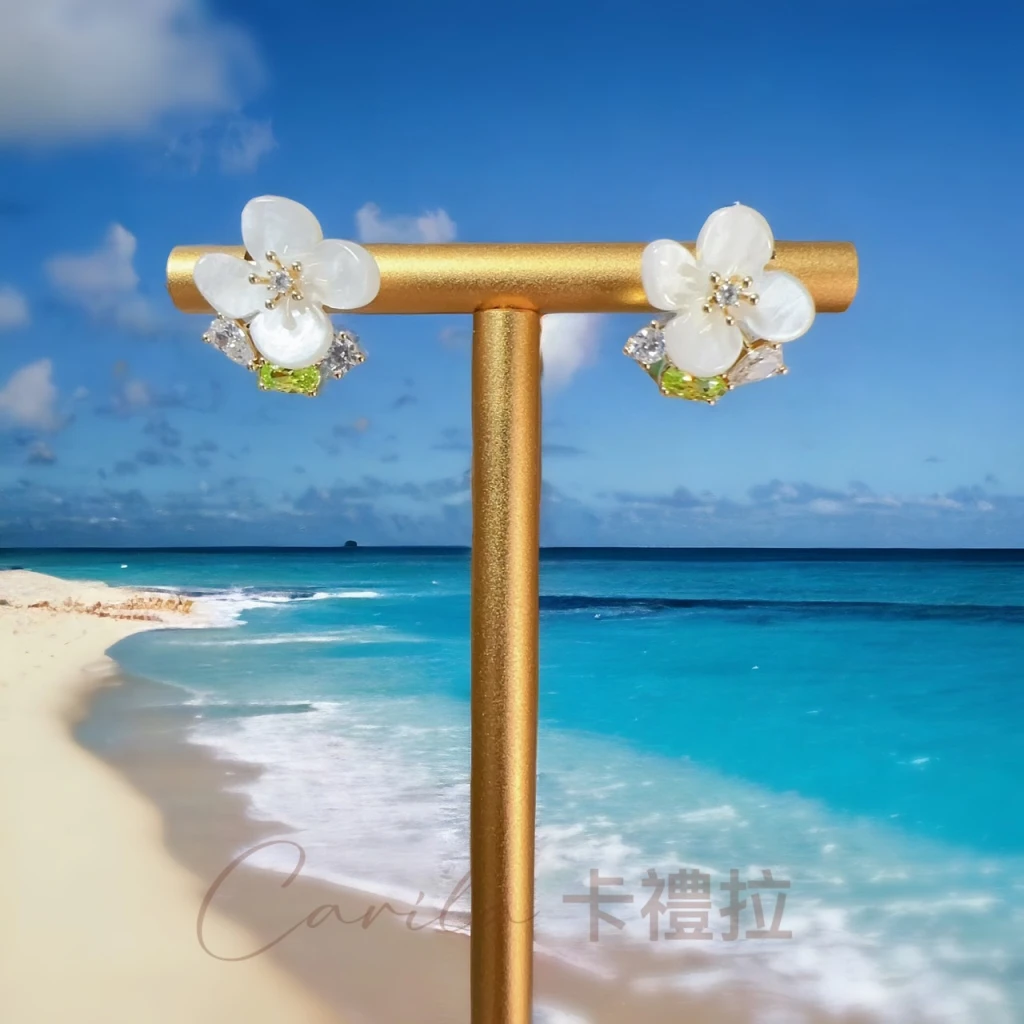 清新小白花 S 925銀針耳環