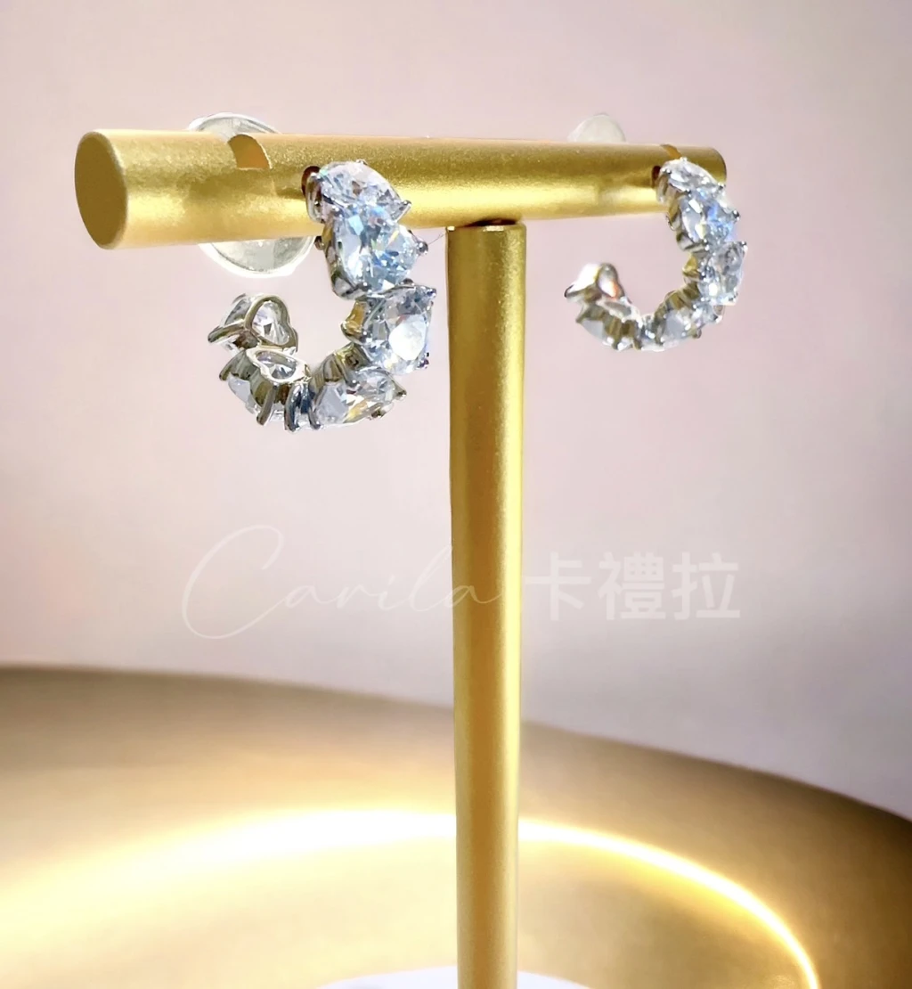 高級感輕奢滿鑽 S925銀針耳環