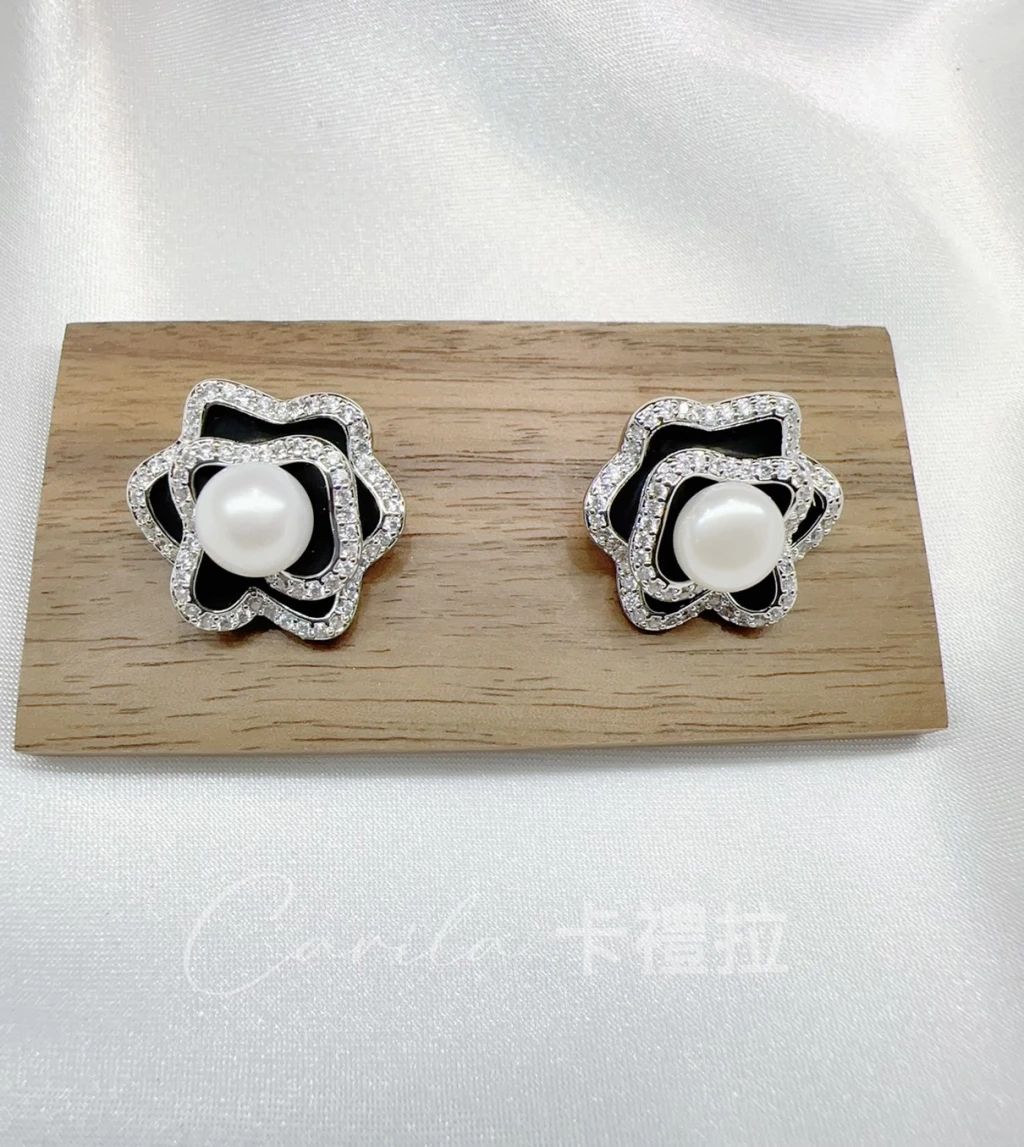 小香風玫瑰花朵珍珠 S925銀針