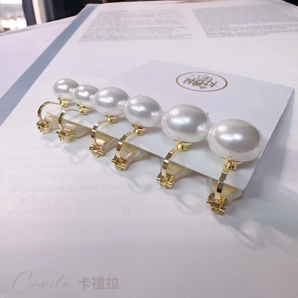 法式復古精緻扁圓氣質珍珠耳夾