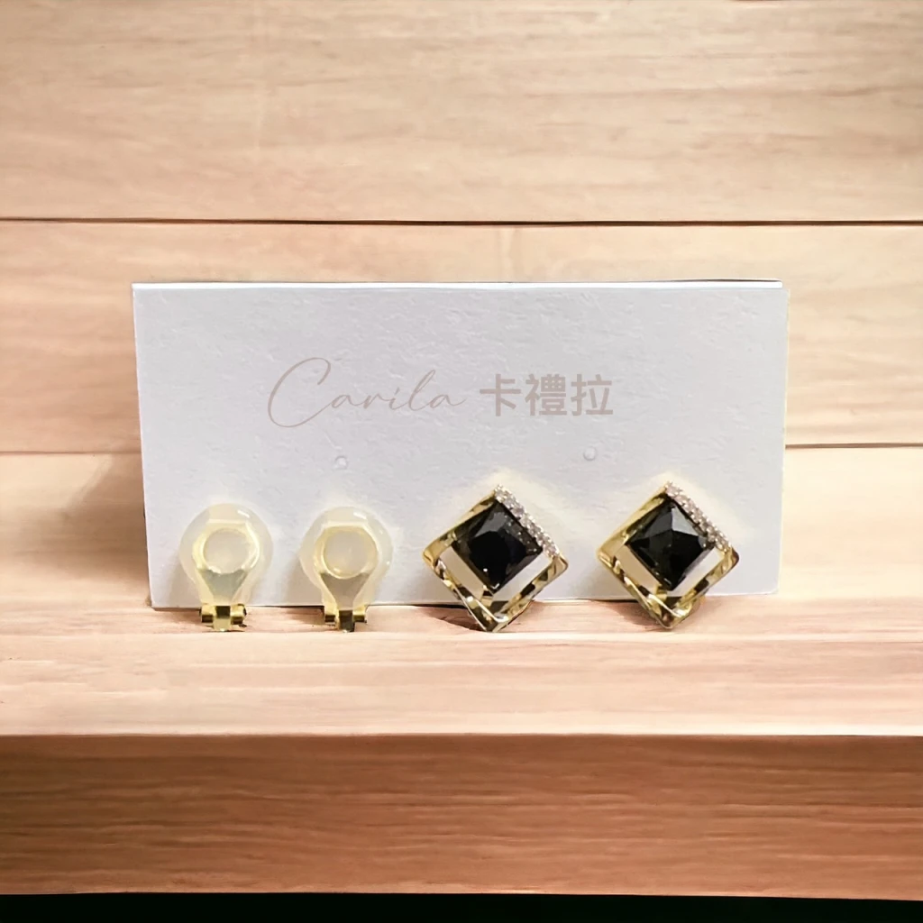 黑色高級感水晶超亮耳夾