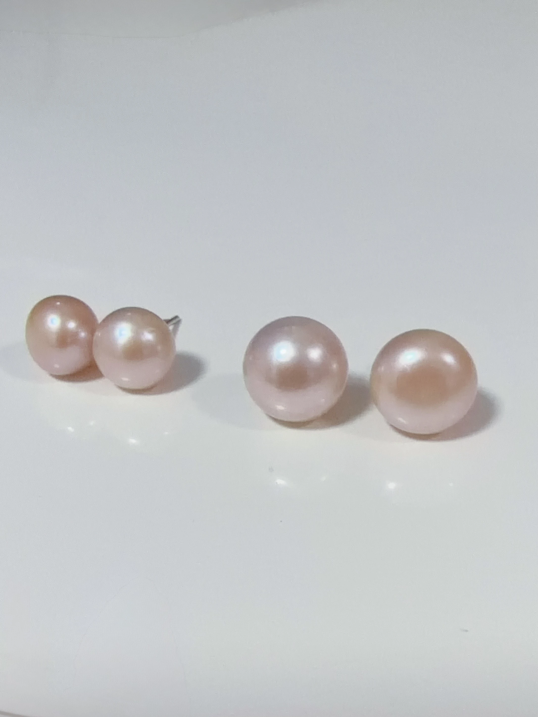 天然粉金色淡水珍珠耳環/S925銀針