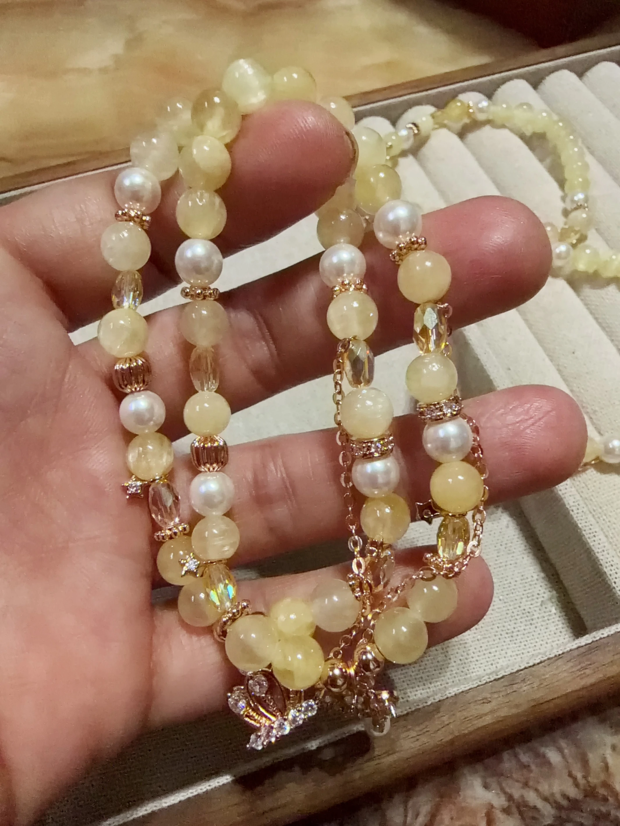 天然金絲玉皇冠手鏈