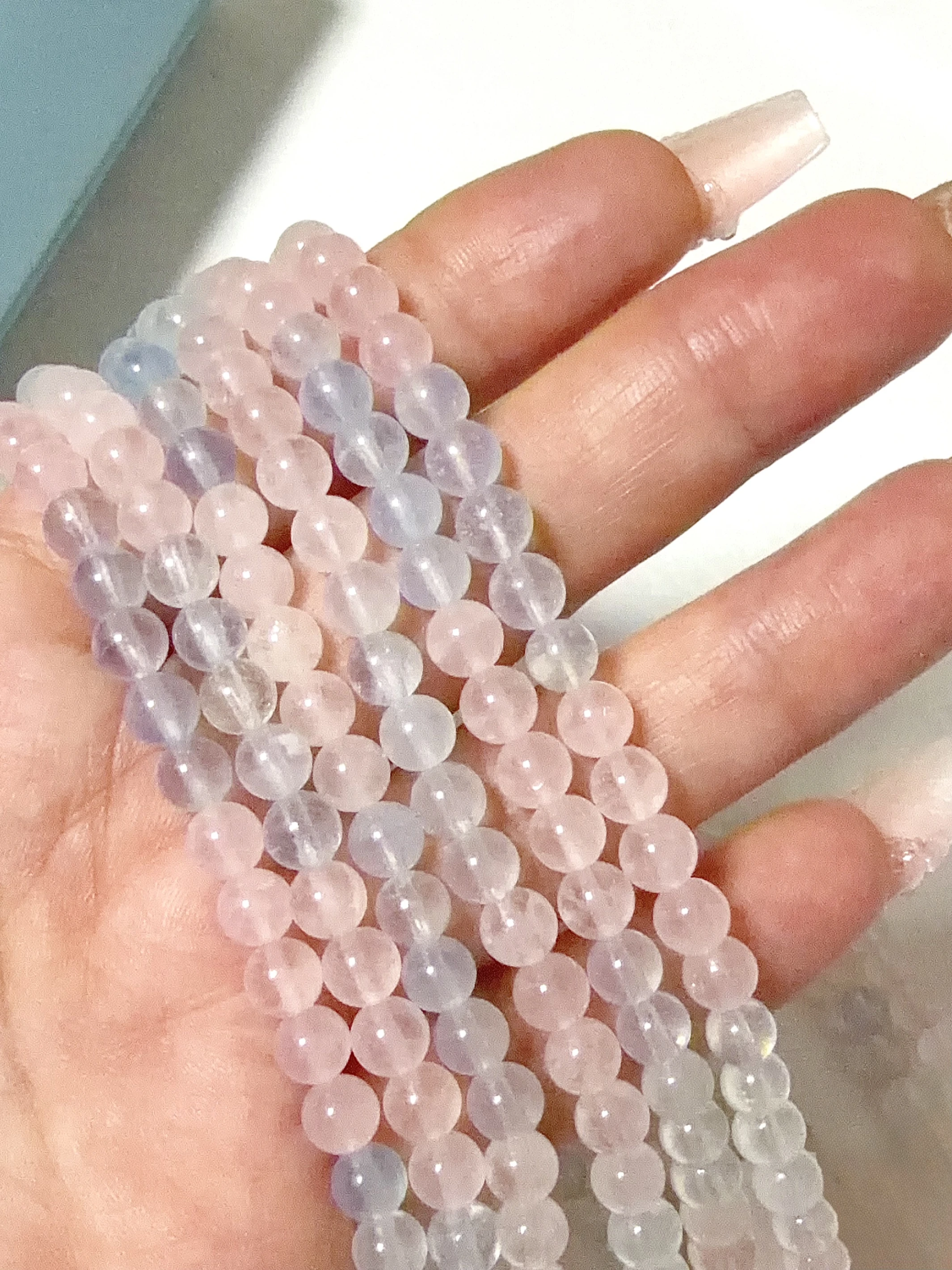 天然海藍寶/粉水晶雙圈手鏈