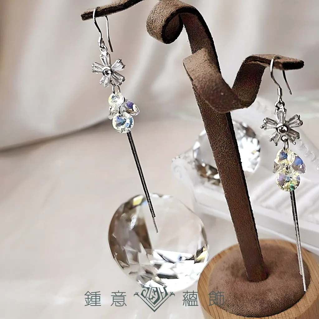 銀霧花舞垂墜耳環 ╳ 維也納水晶