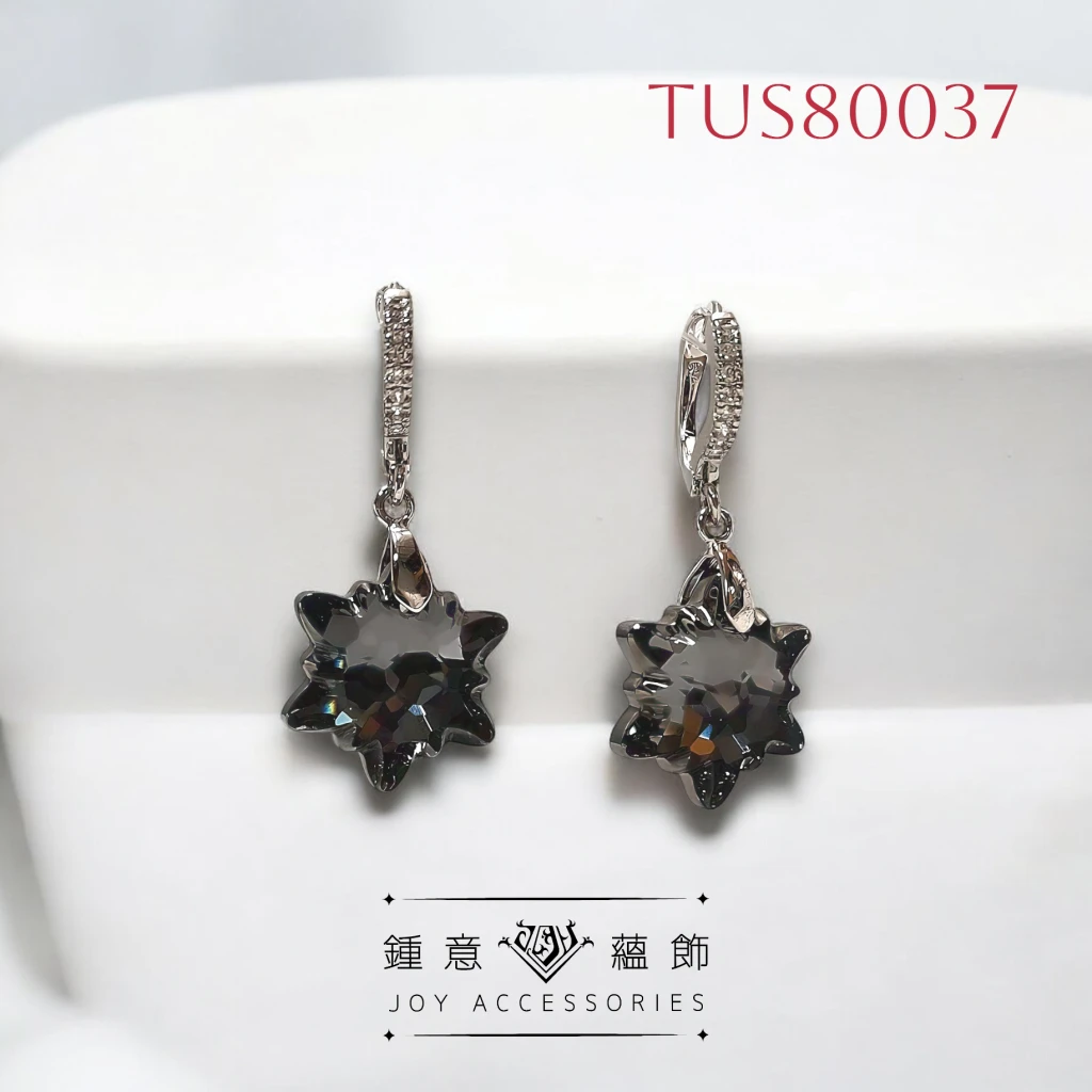 [收藏逸品] 特殊胖雪花耳環 ╳ 維也納頂級工藝水晶 ╳ 垂墜 圈扣