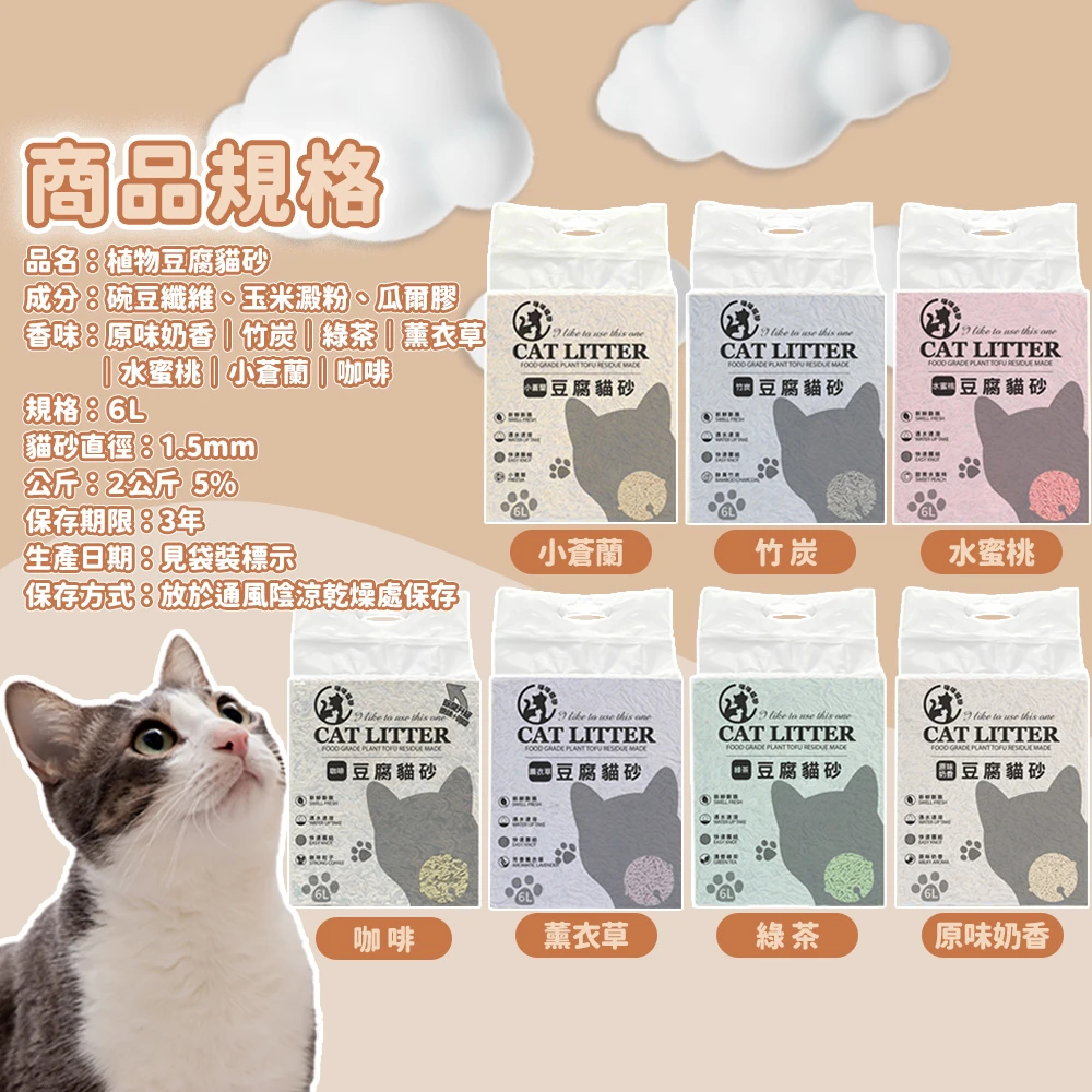 【咪咪貓砂】豆腐貓砂4入組｜1.5mm低粉塵・強凝結・除臭