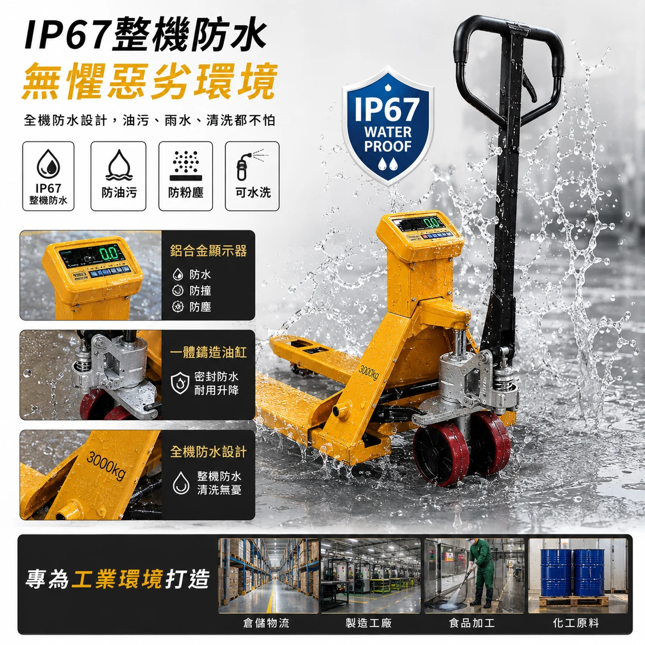ECS工業電子拖板秤IP67防水重載輪組