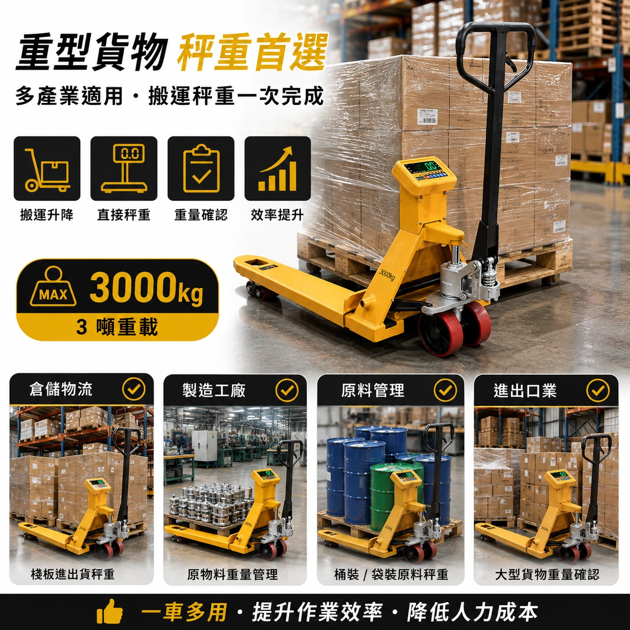 ECS電子拖板秤倉儲物流工廠原物料秤重應用