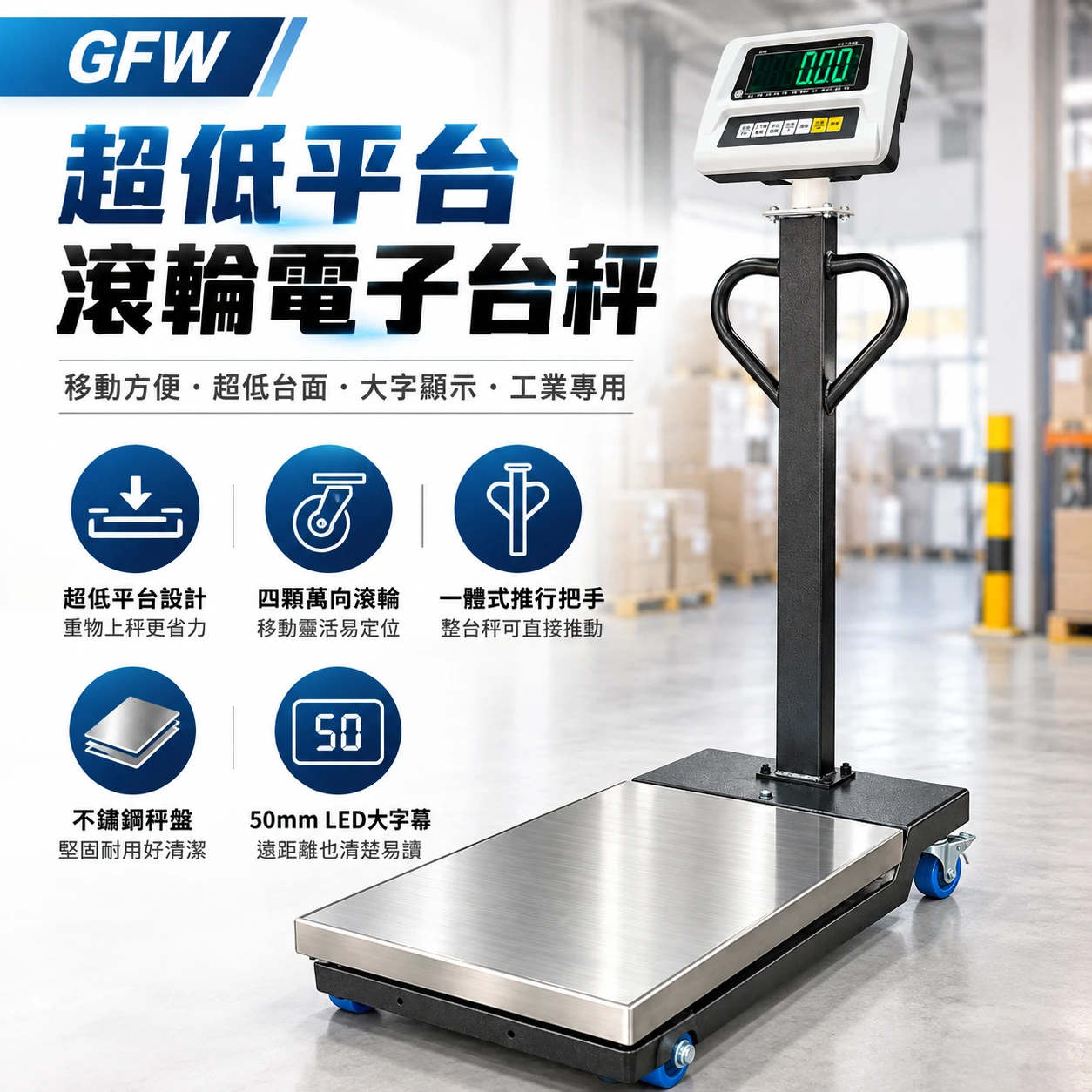 GFW超低平台滾輪電子台秤產品總覽