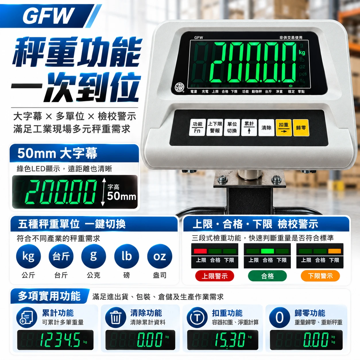 GFW電子台秤萬向輪煞車及產品細節
