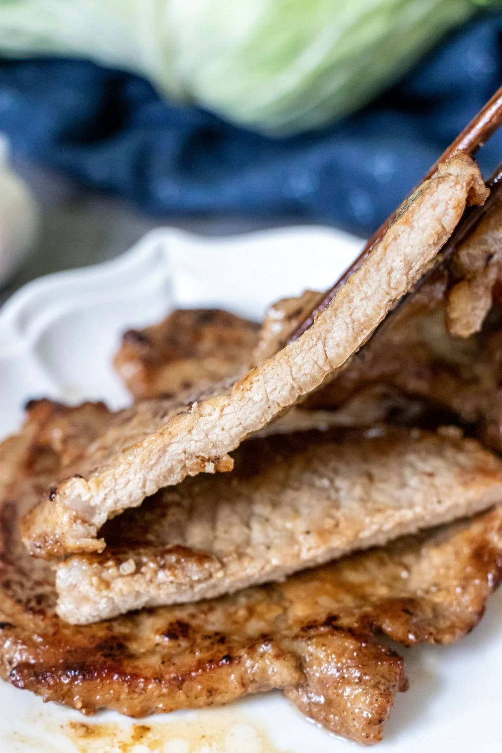 蒜香肉排剖面 肉質紋理
