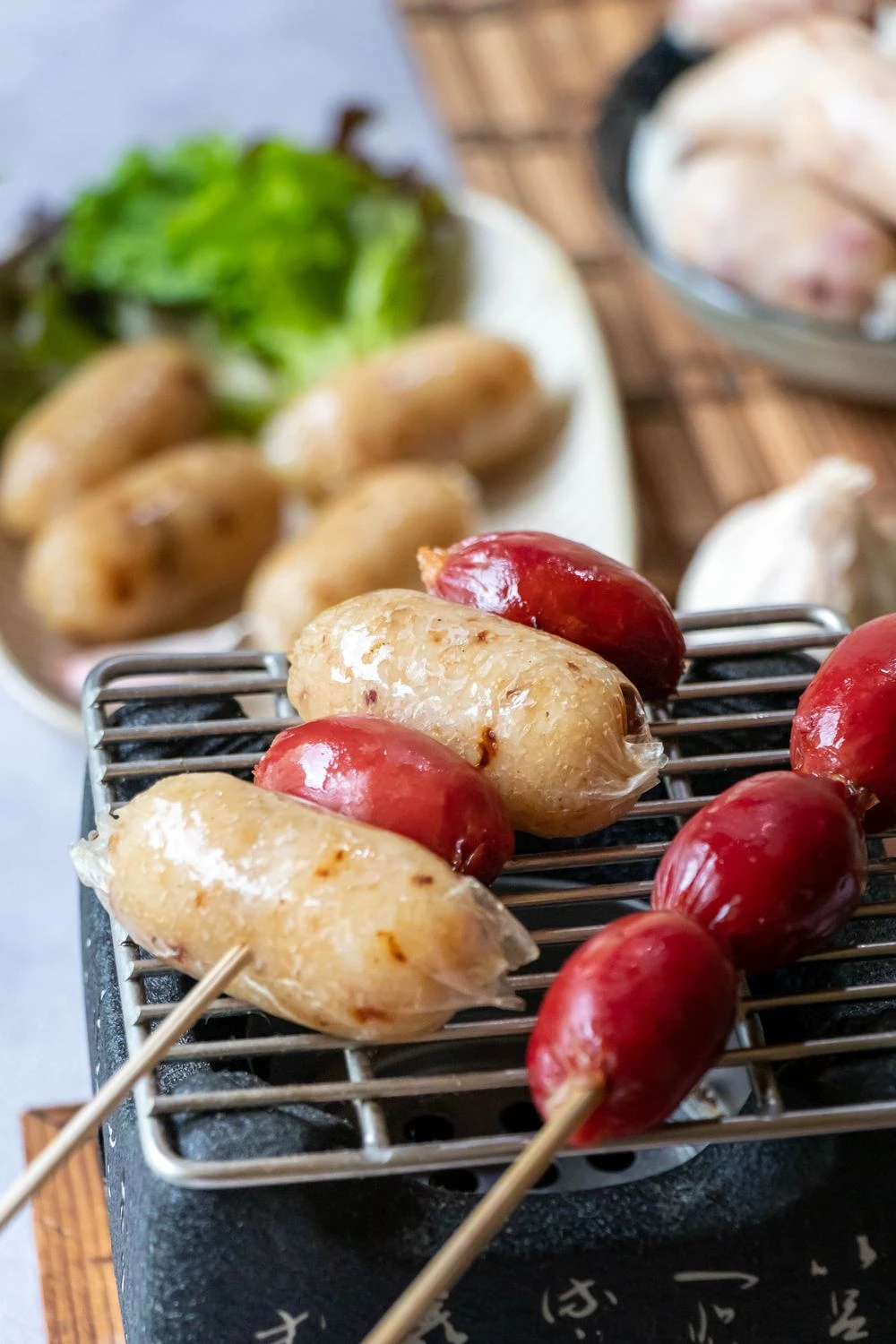 三聲買 一口原味糯米腸 烤肉串燒吃法