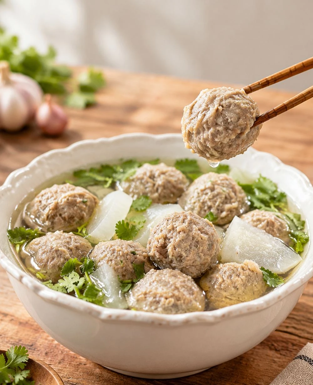 三聲買 潮汕手工牛肉丸 白蘿蔔香菜清湯
