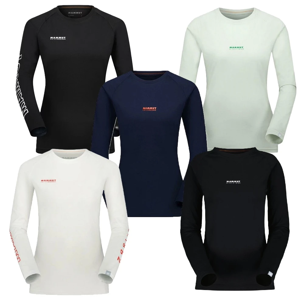 MAMMUT 長毛象 女長袖 QD Logo Print AF 圓領長袖 透氣 快乾 排汗衣 10160104