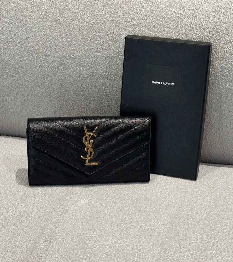 YSL 信封長夾 黑金