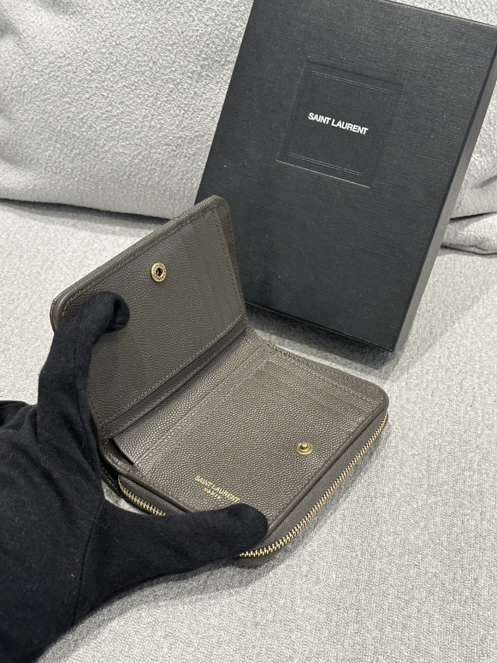 YSL 墨綠短夾