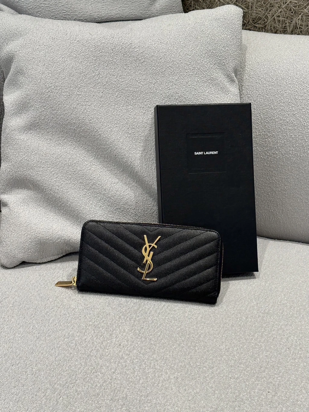 YSL 黑金 拉鍊長夾