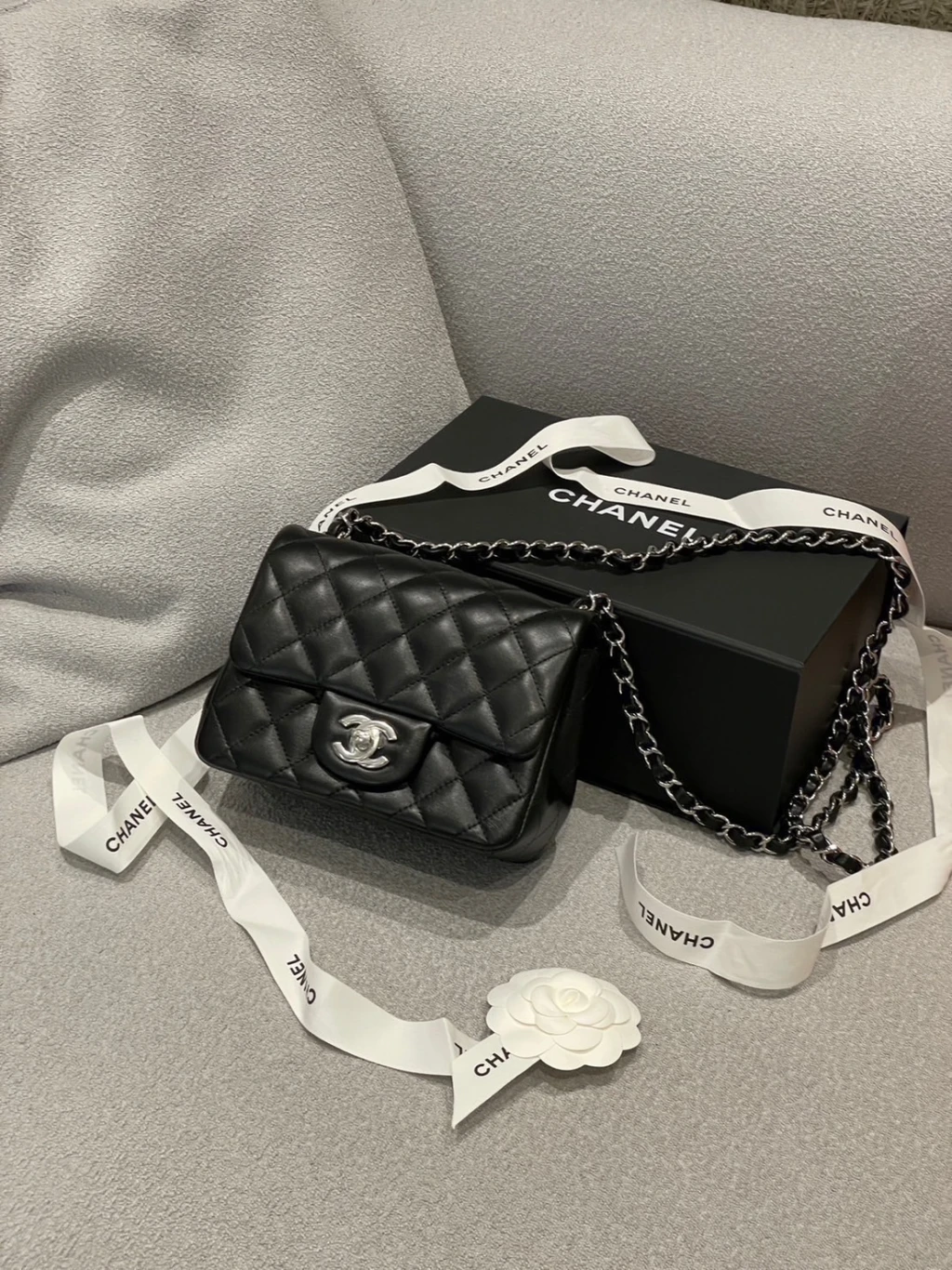 Chanel 黑銀 方胖包