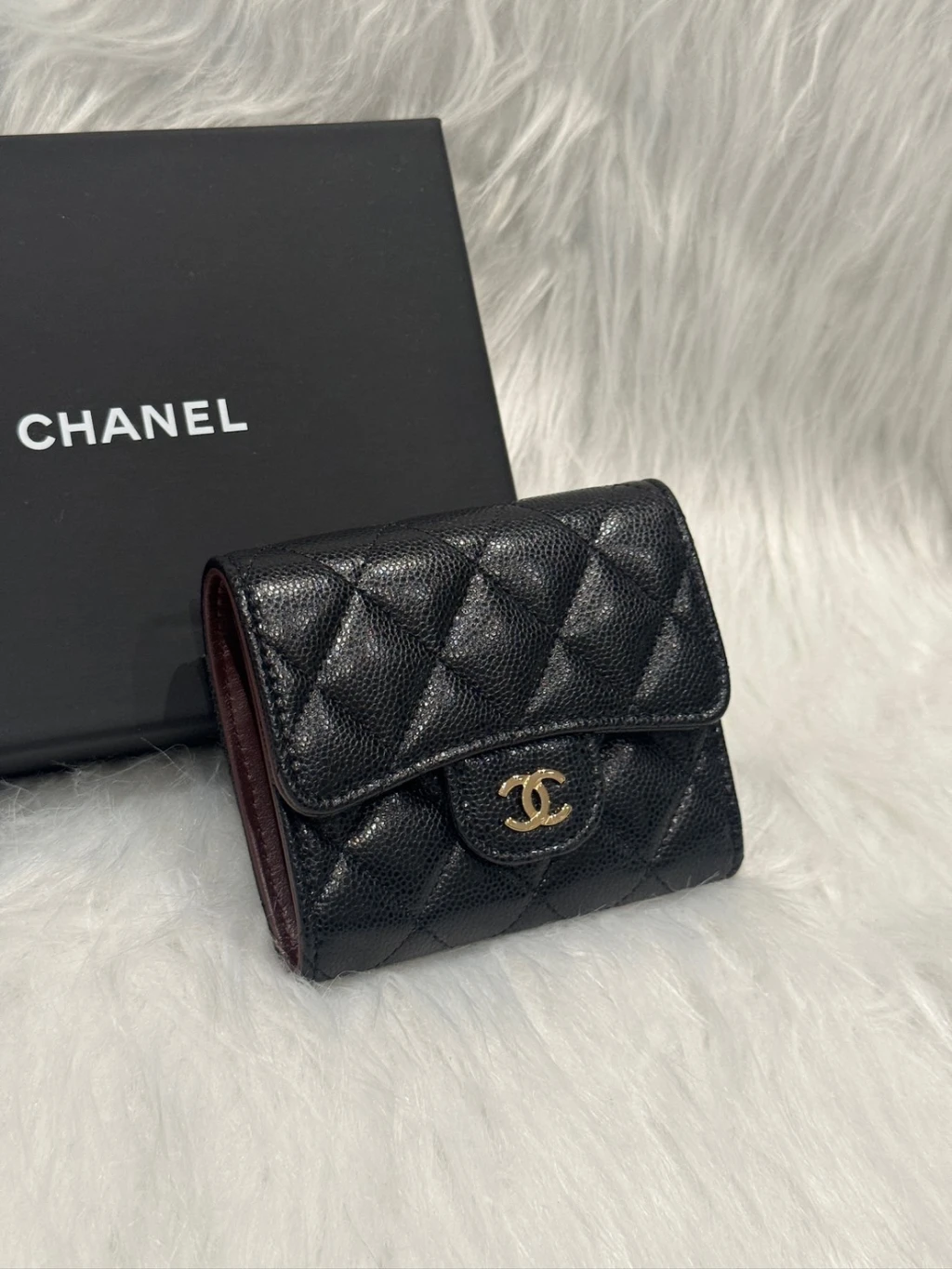 Chanel 三折短夾(黑金)有零錢袋