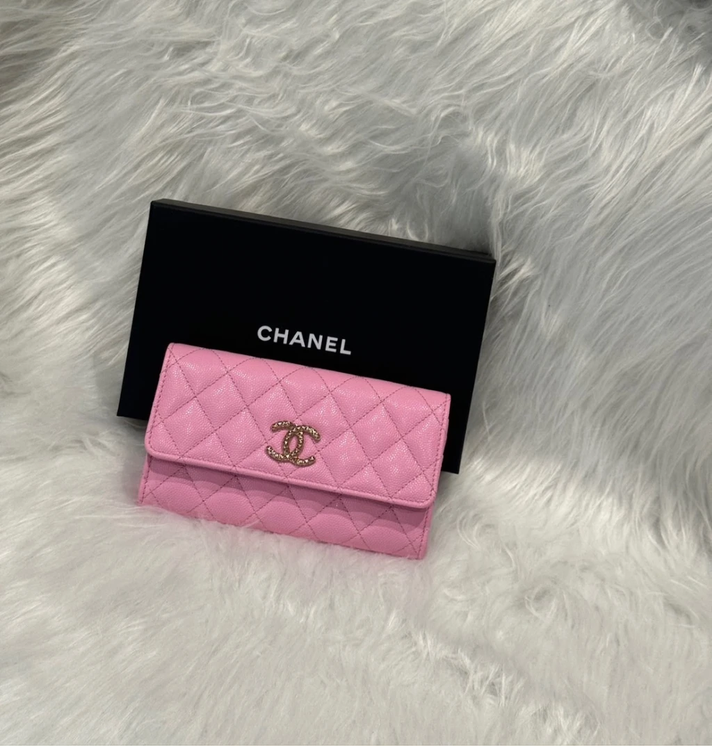 Chanel 櫻花粉 翻蓋式長夾