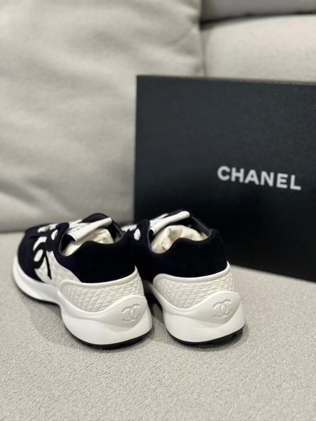 (依尺碼報價)Chanel 拚格黑白格紋鞋