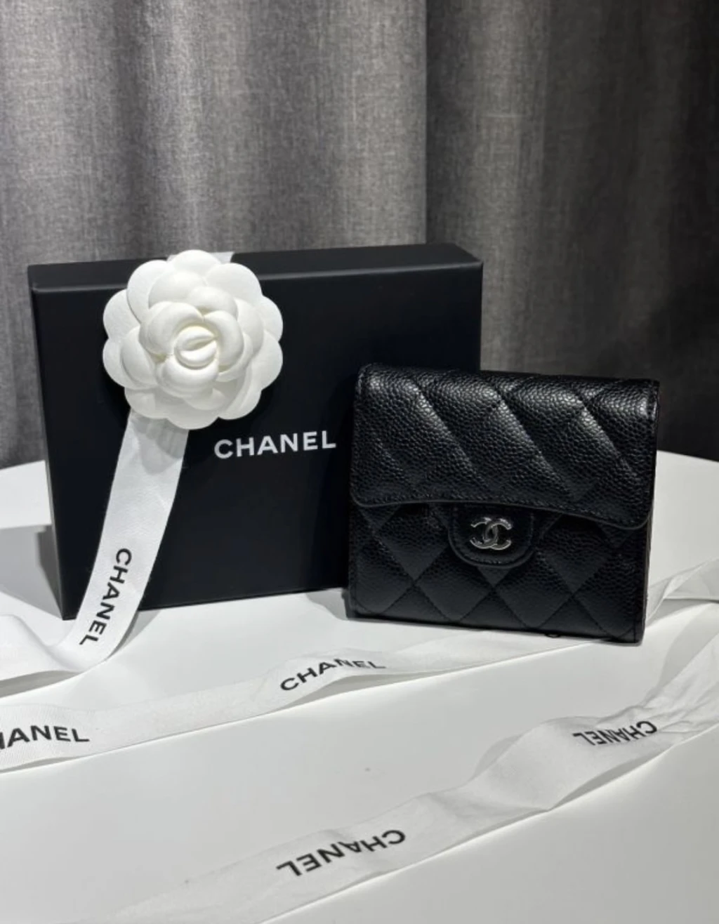 Chanel 三折短夾(黑銀)
