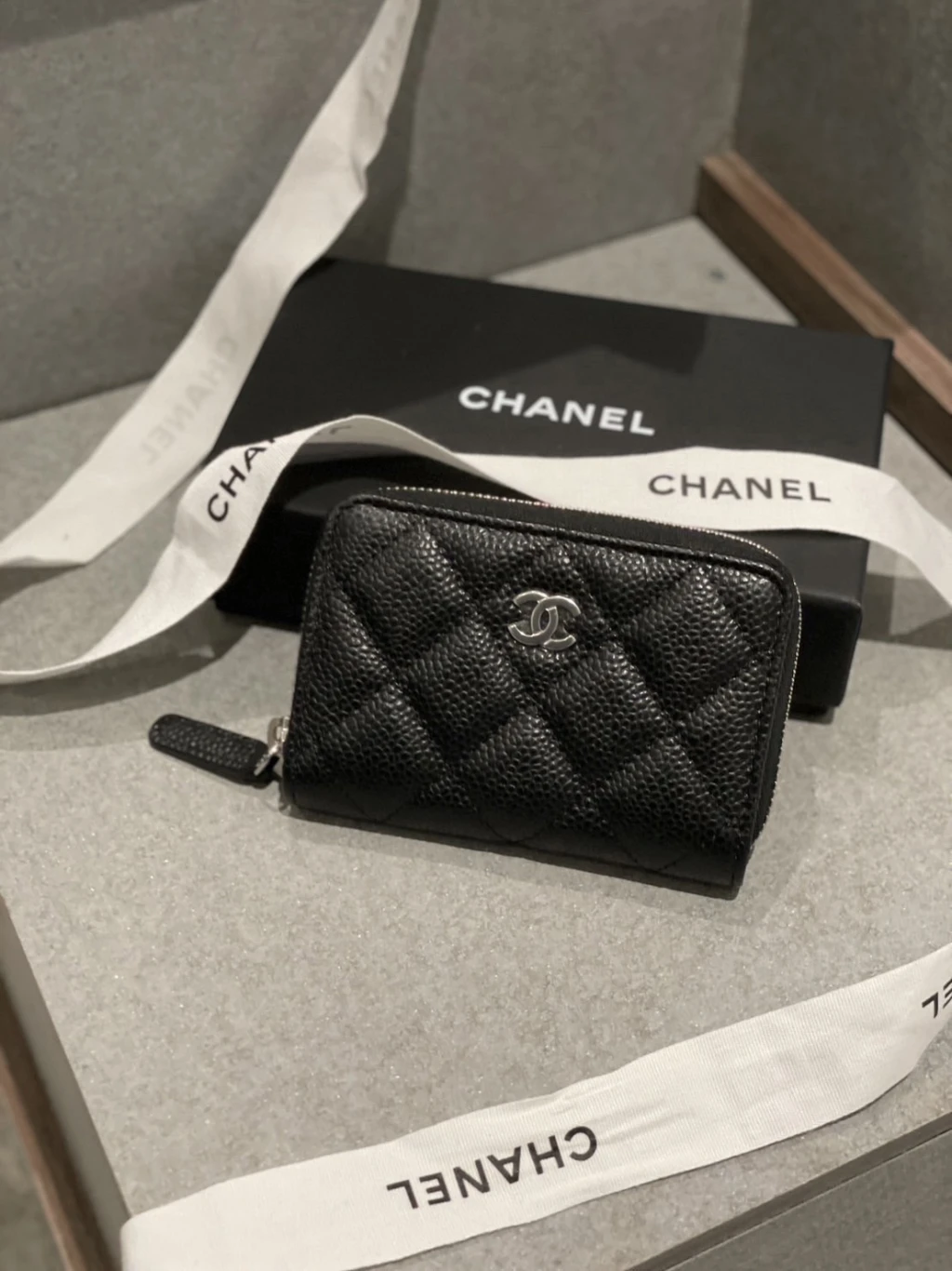 Chanel 黑銀 零錢包