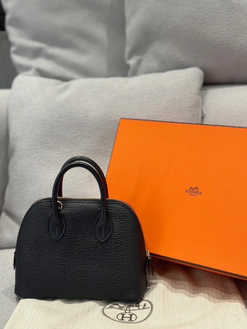 Hermes mini bolide 黑金 山羊皮
