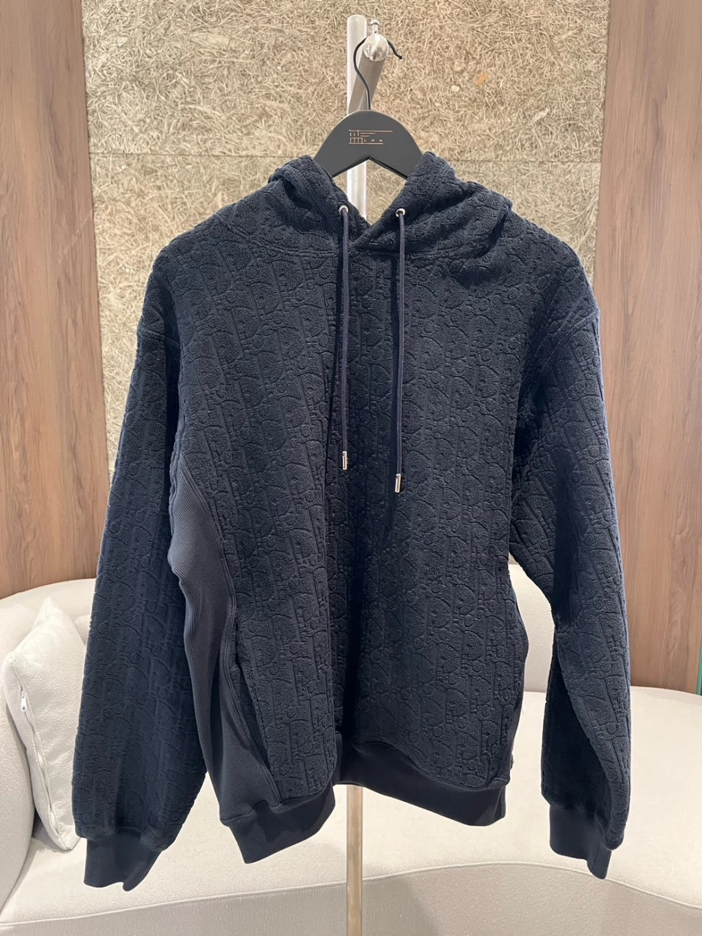 Dior 滿版印花毛巾布 帽T 深藍