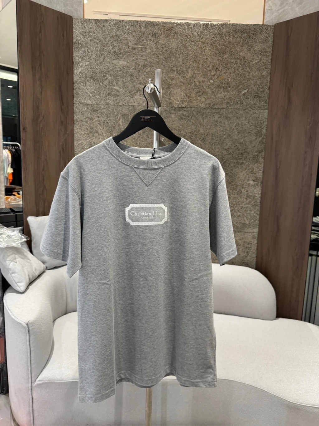 Dior 胸前標籤 短袖 淺灰