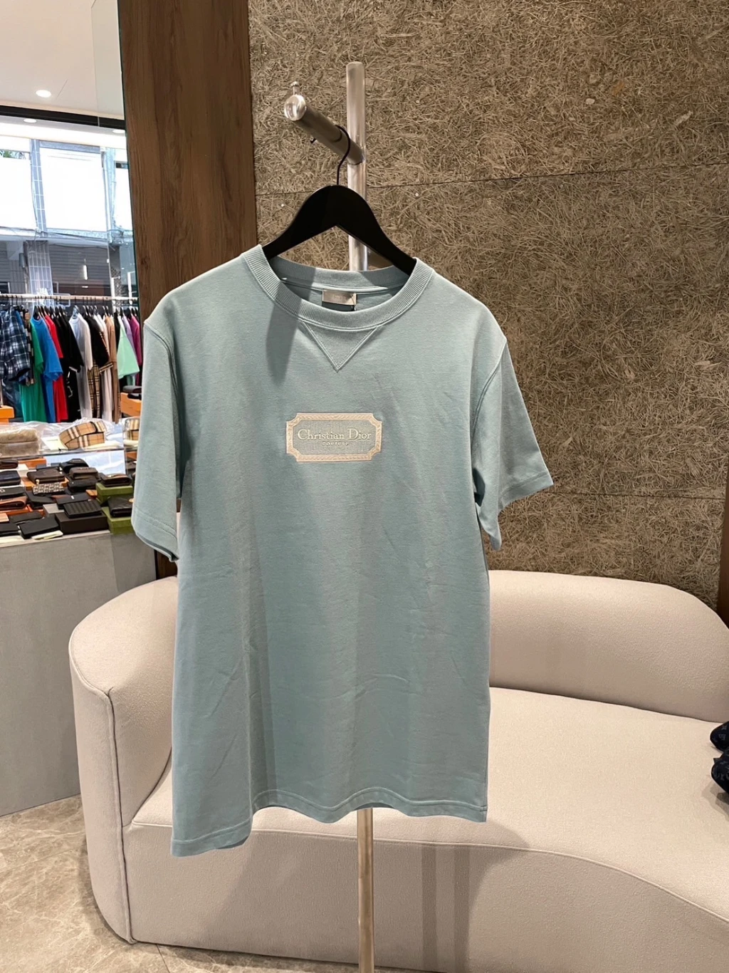 Dior 胸前標籤 短袖 淺藍