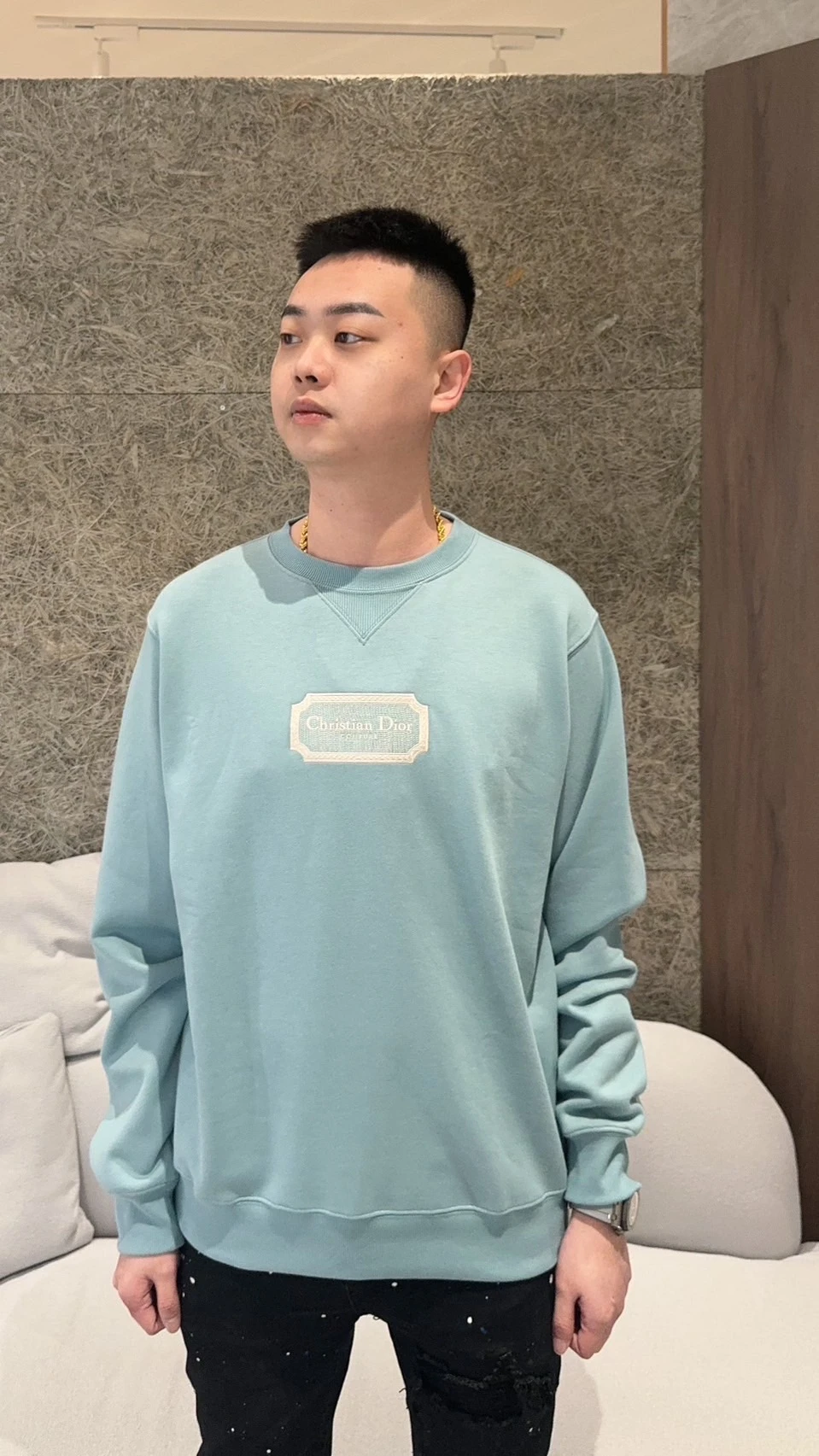 Dior 胸前標籤 大學踢 淺藍