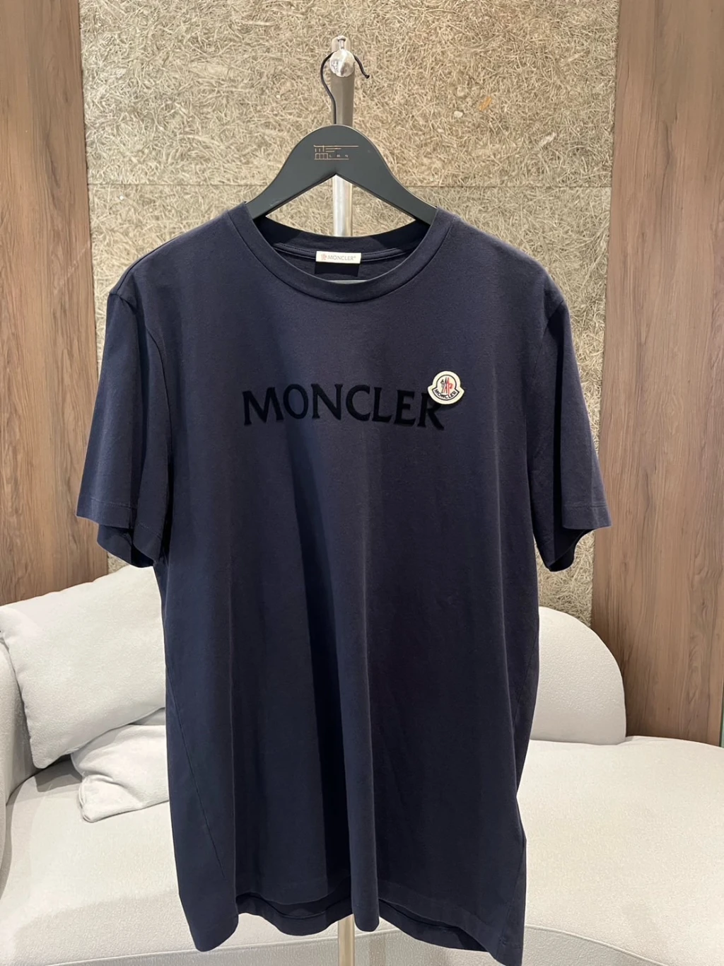 Moncler 字母植絨 短袖 深藍