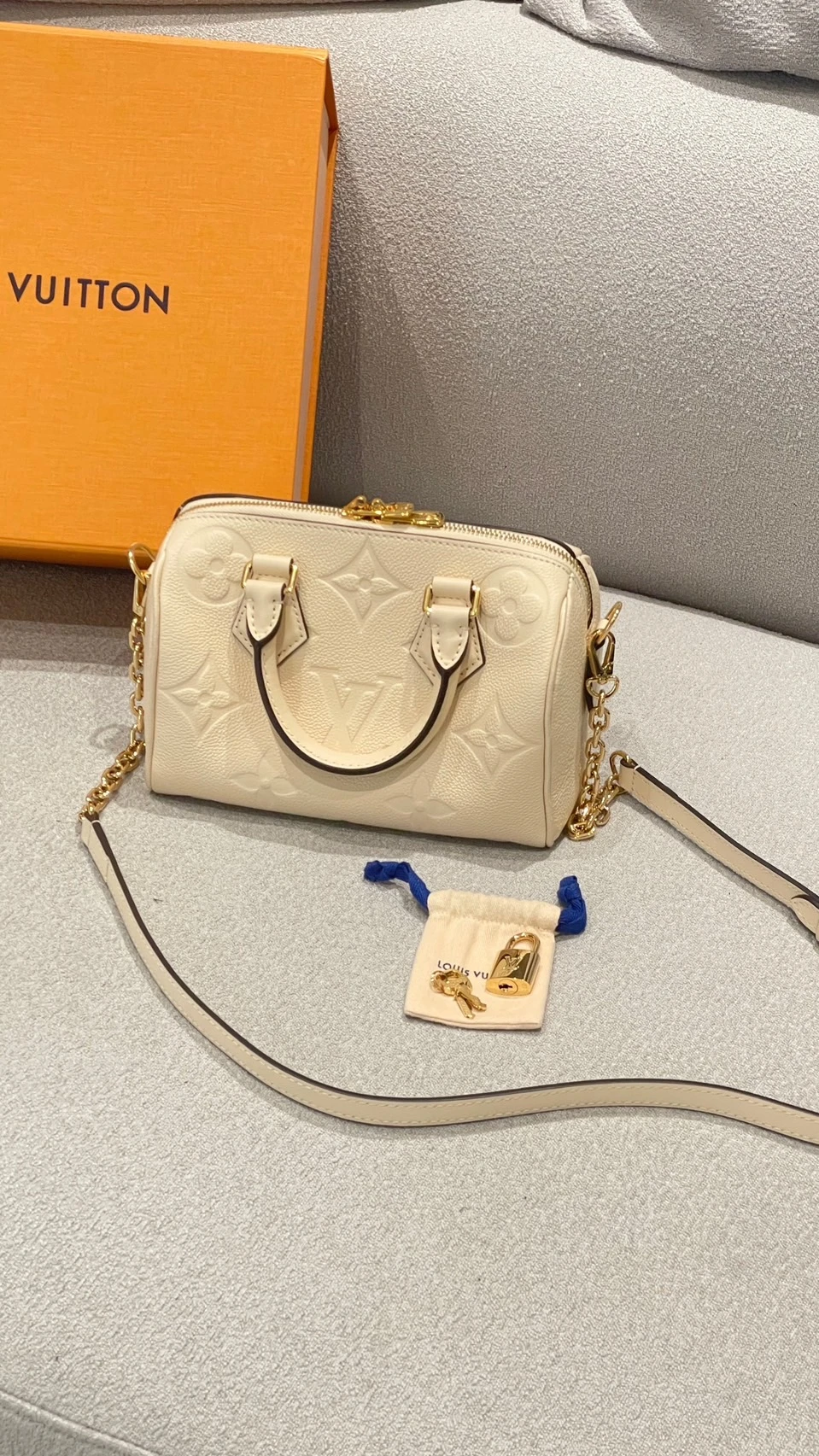 LV speedy 稀有白壓紋 波士頓包