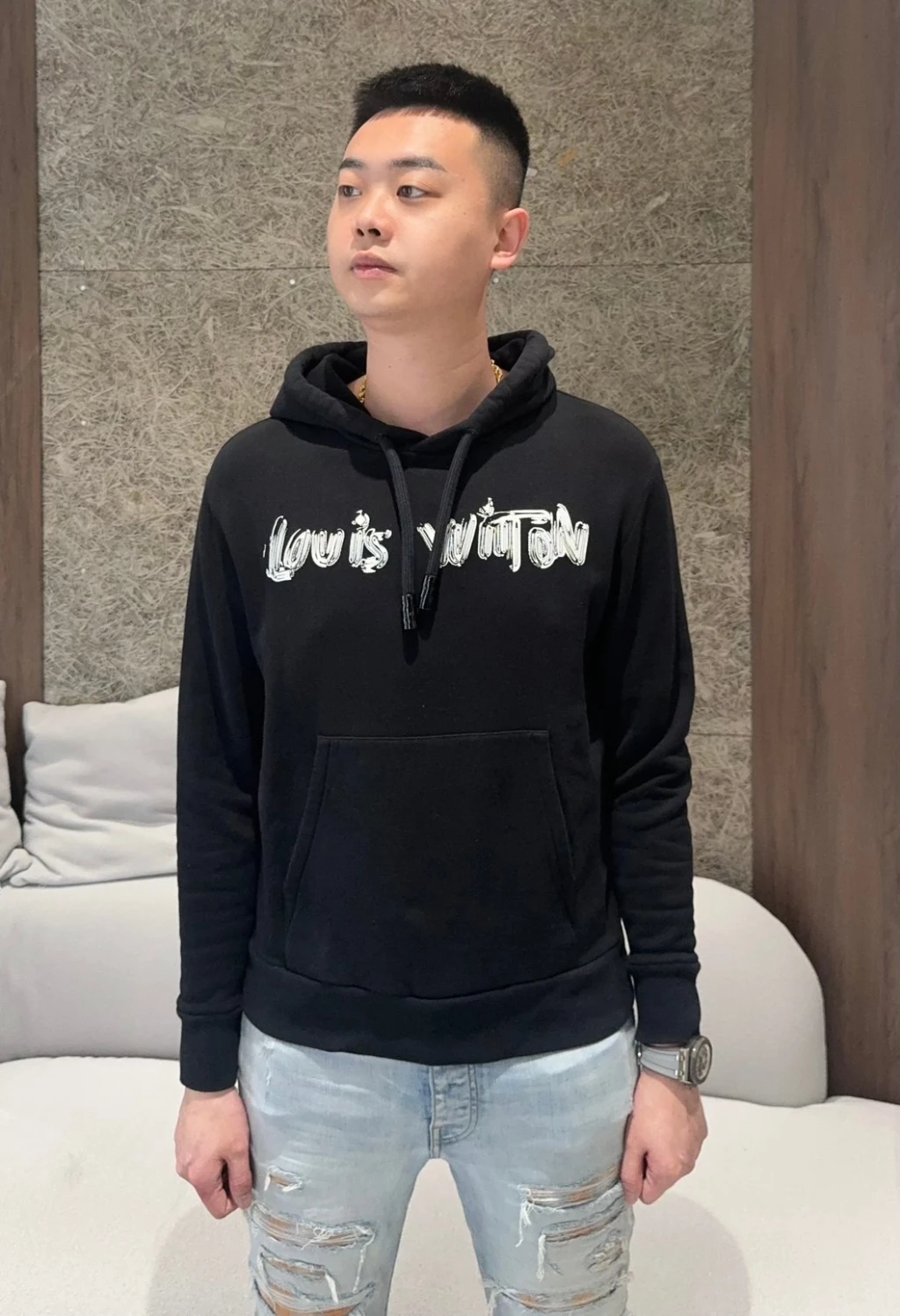 LV 新款 帽T 黑
