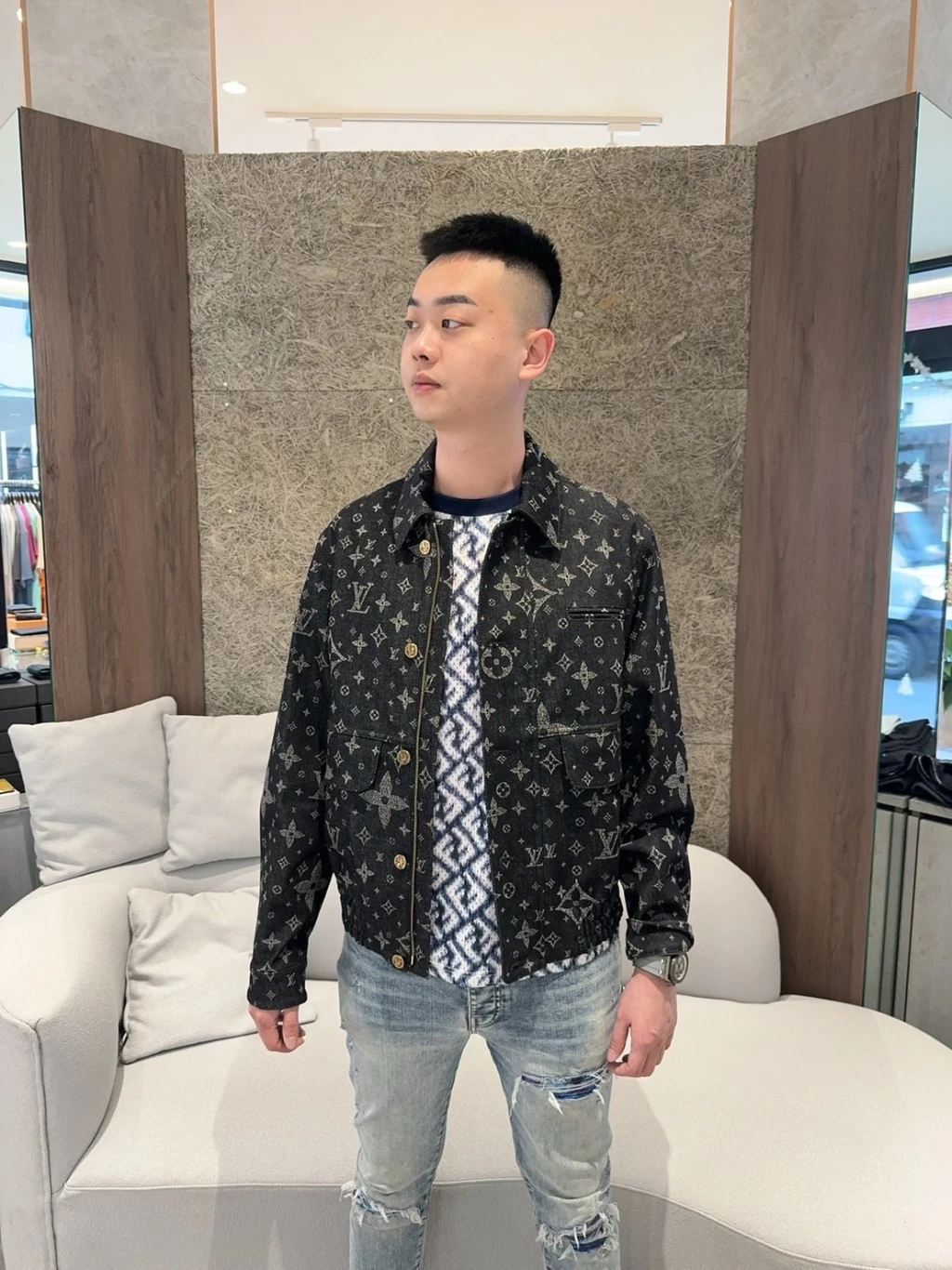 LV 滿天星印花 牛仔外套