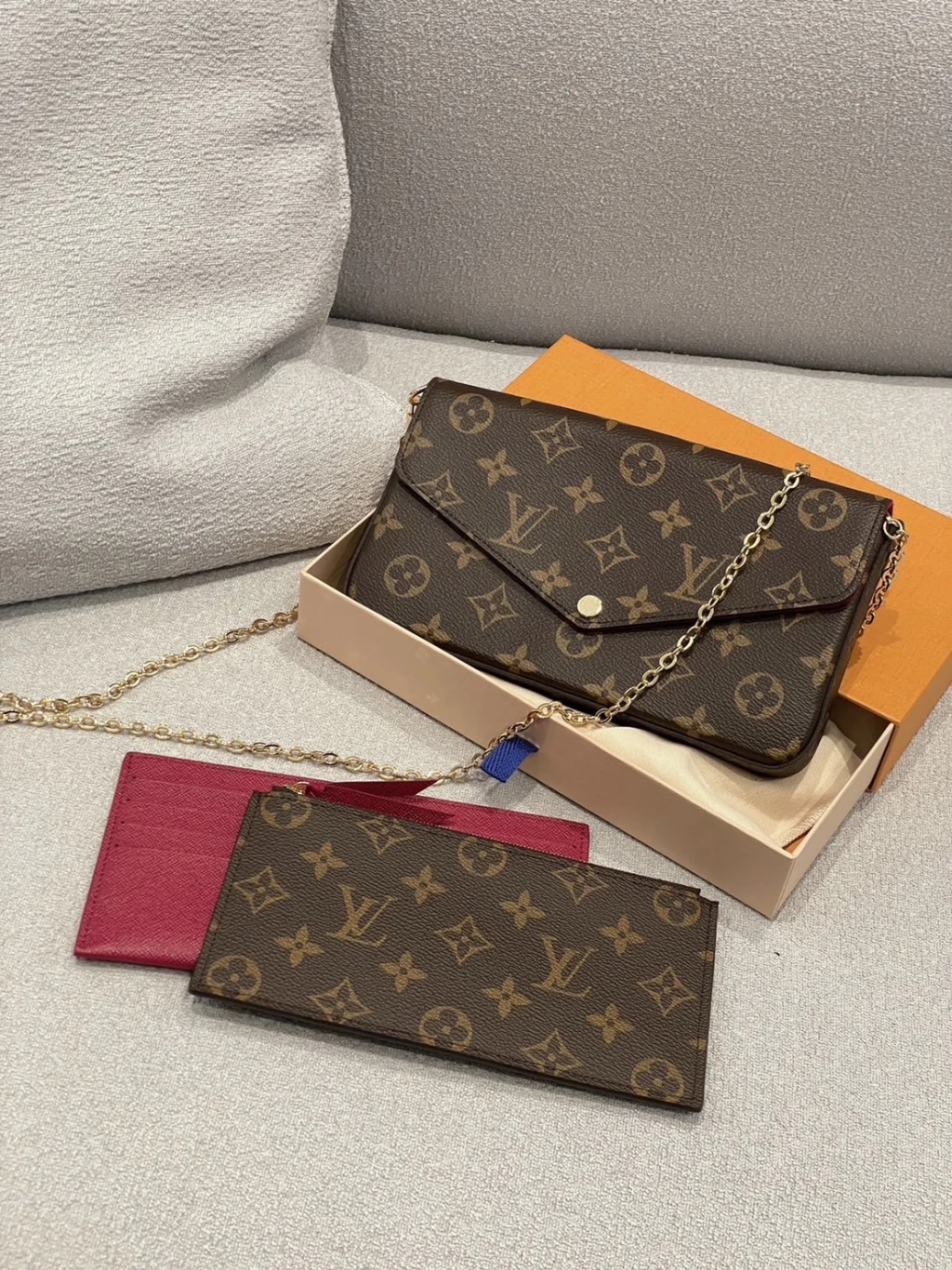 LV 經典老花 三合一包