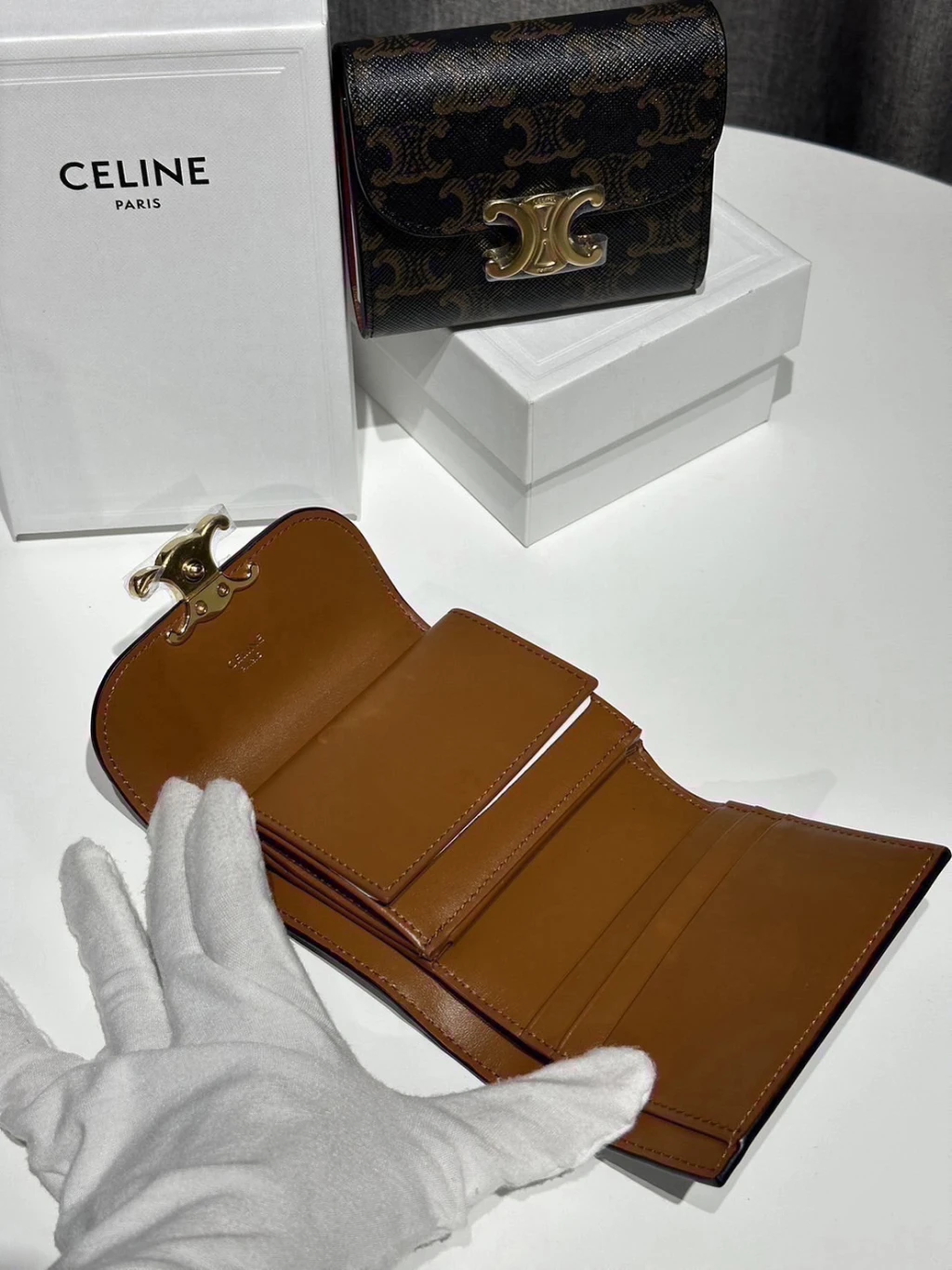 CELINE  三折短夾(老花)