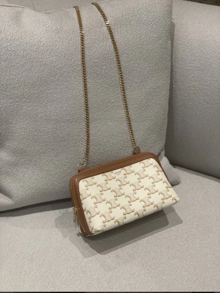 Celine 白老花滿版背殼包