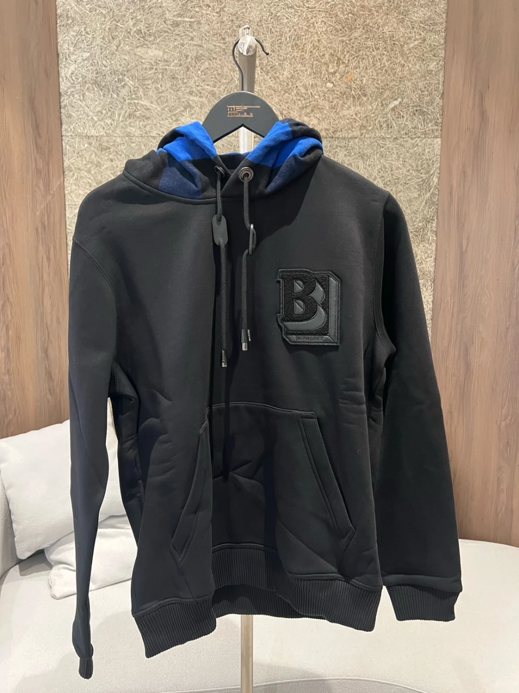 Burberry 刺繡 藍格紋 帽T
